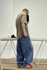 ME DA IGUAL Asymmetrical Snap Wide-Leg Cargo Jeans