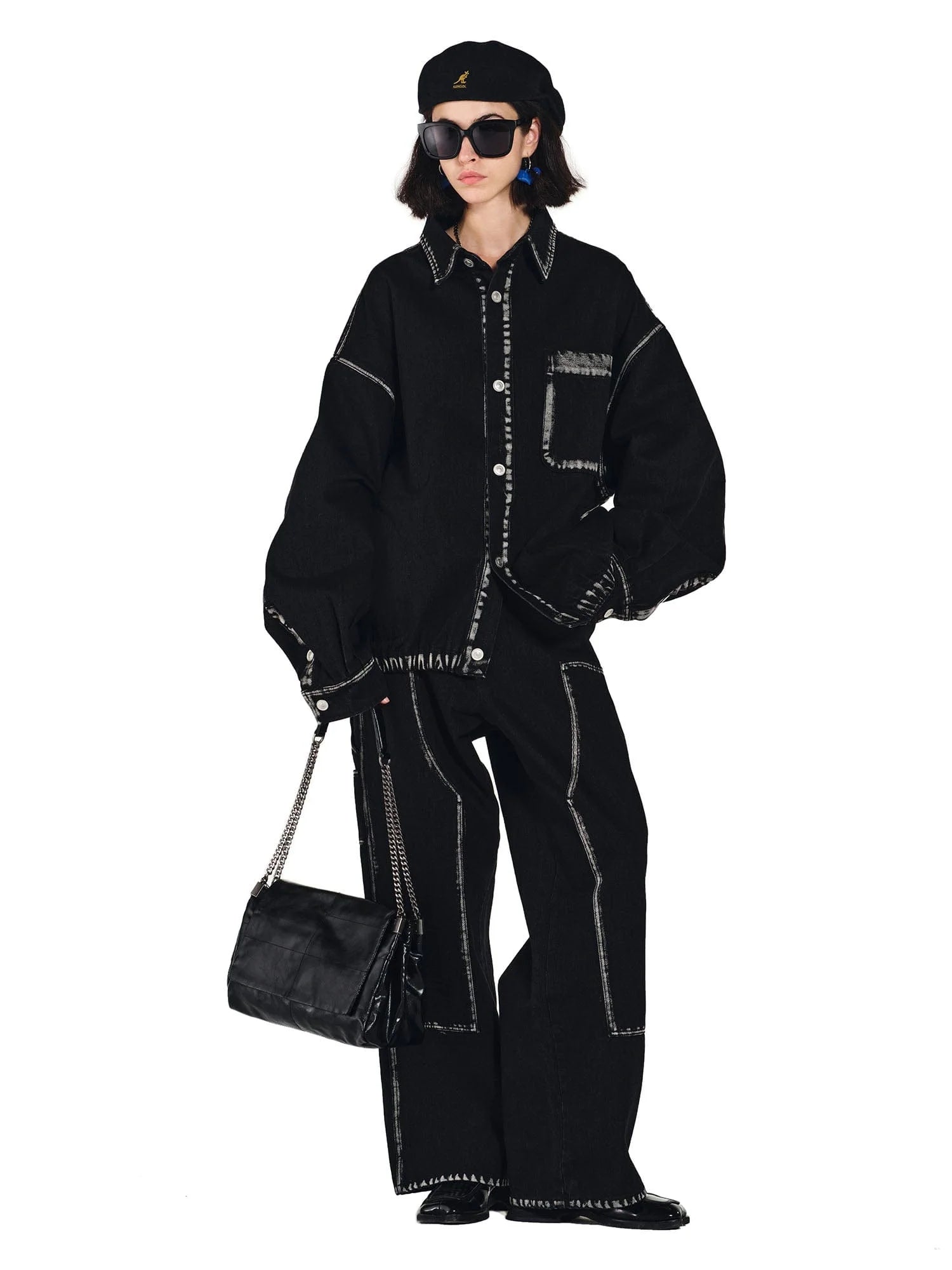 OVERLAPS Contrast Brushstroke Trim Denim Shirt