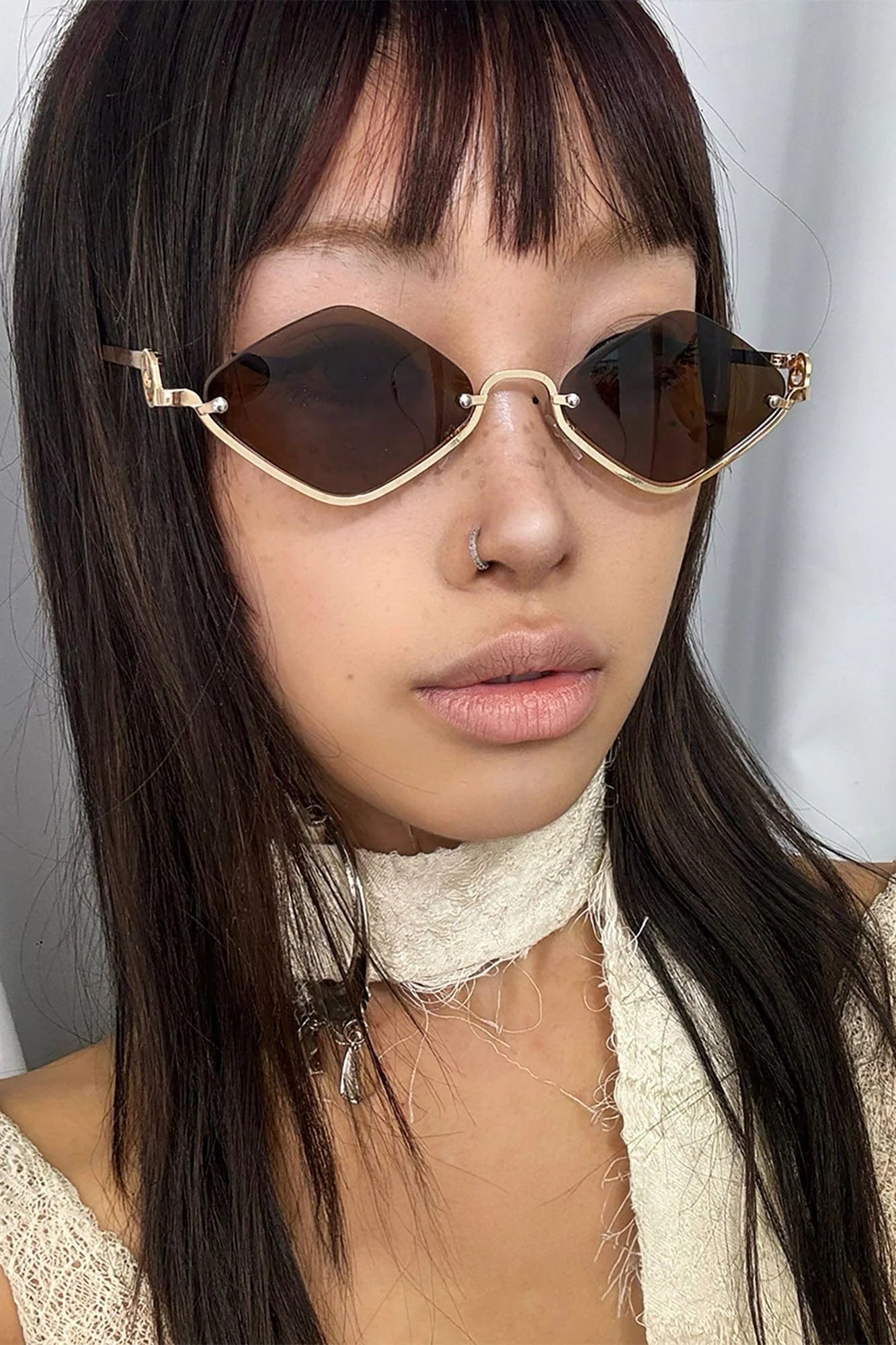 DAMAGE ASIA Diamond Half-Rim Sunglasses