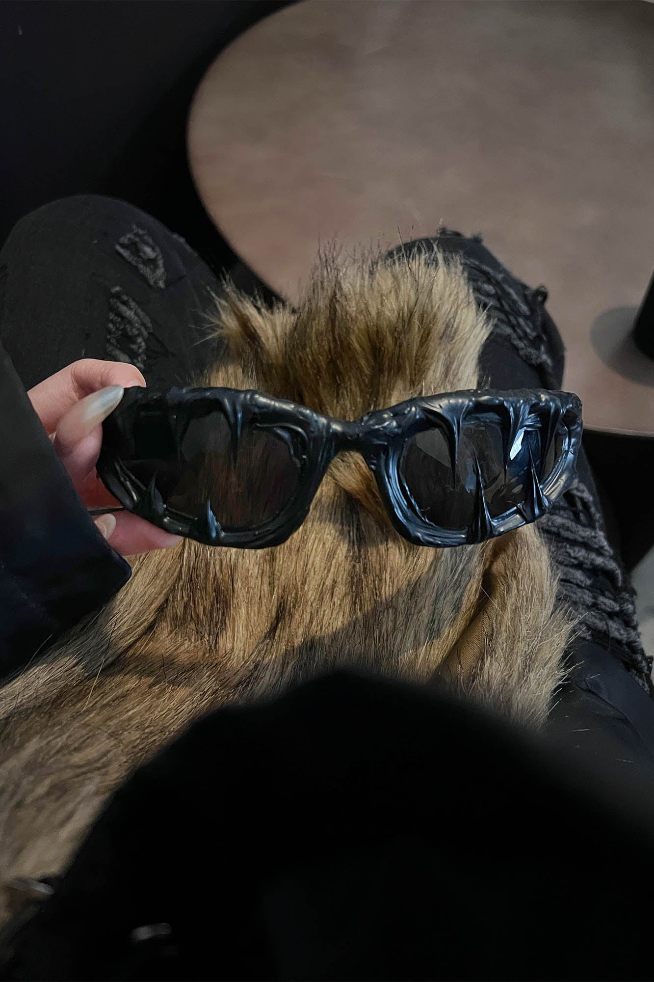 Pi0neeR Venom Melt Dripped Resin Sunglasses Black