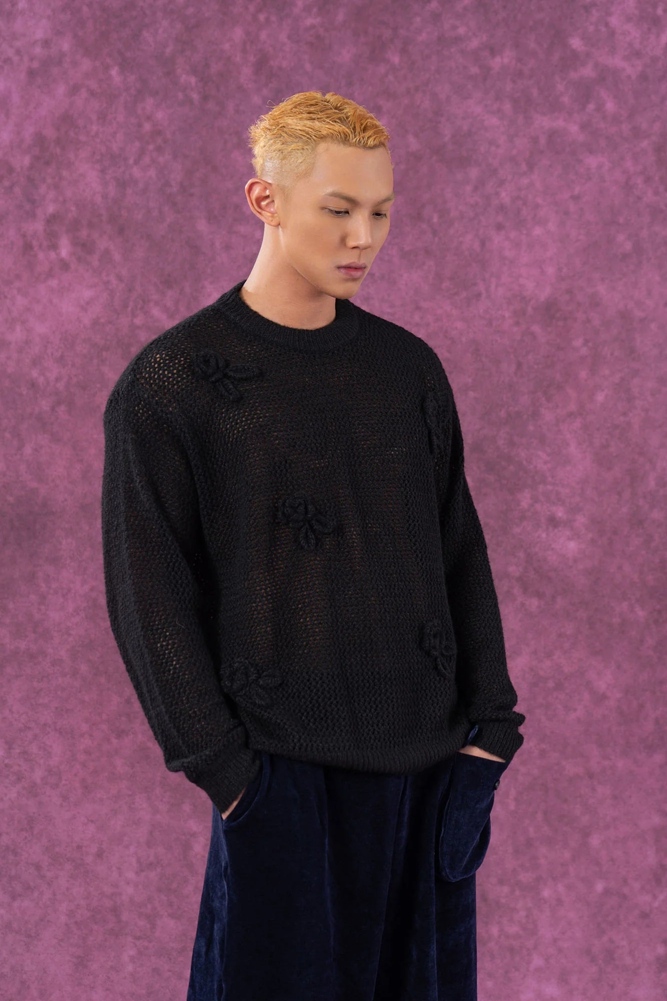 CLP Crochet Rose Wool-Blend Sweater