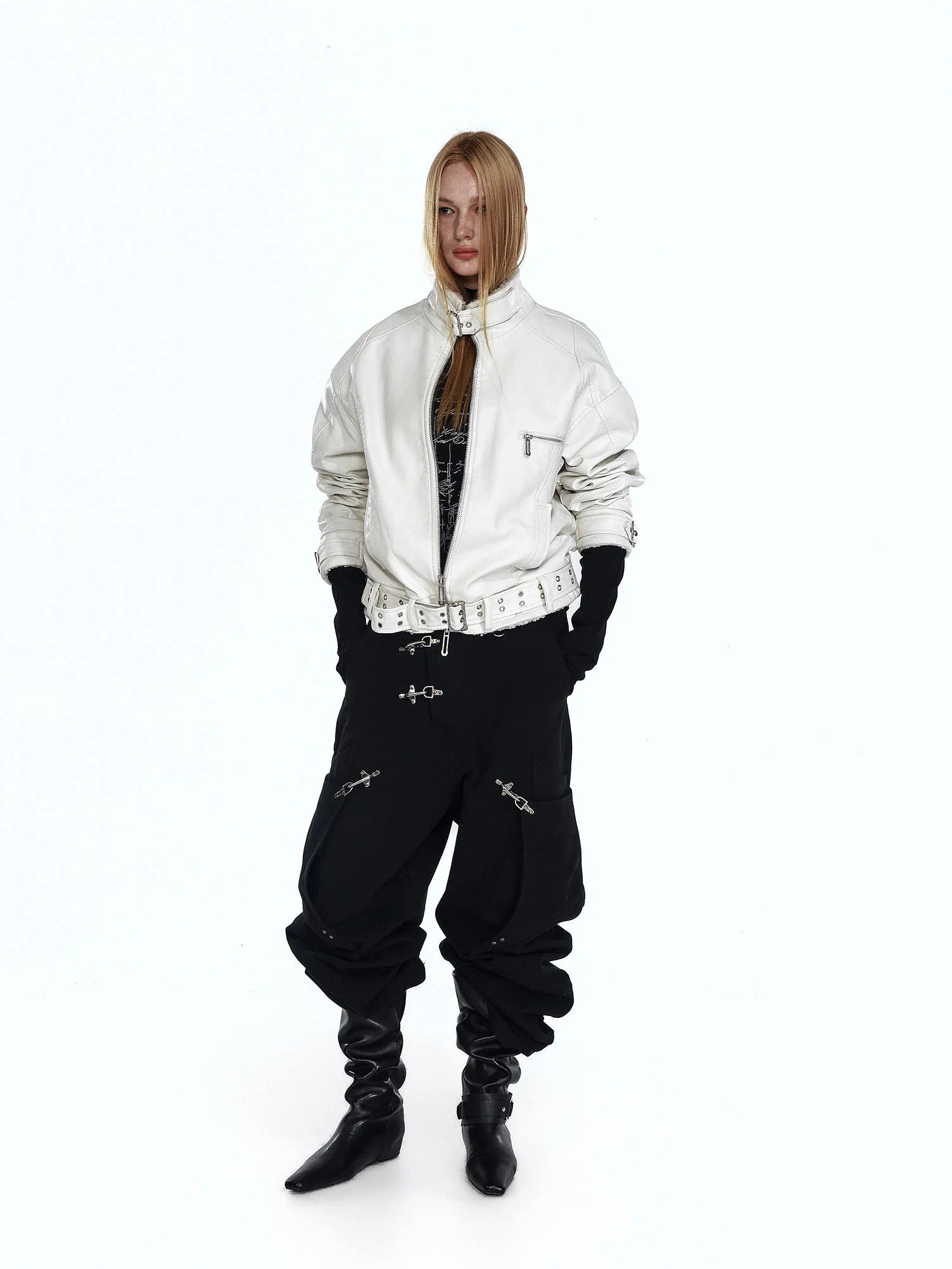 FLYERRER Panel Faux-Fur Lining Biker Jacket