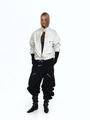 FLYERRER Panel Faux-Fur Lining Biker Jacket