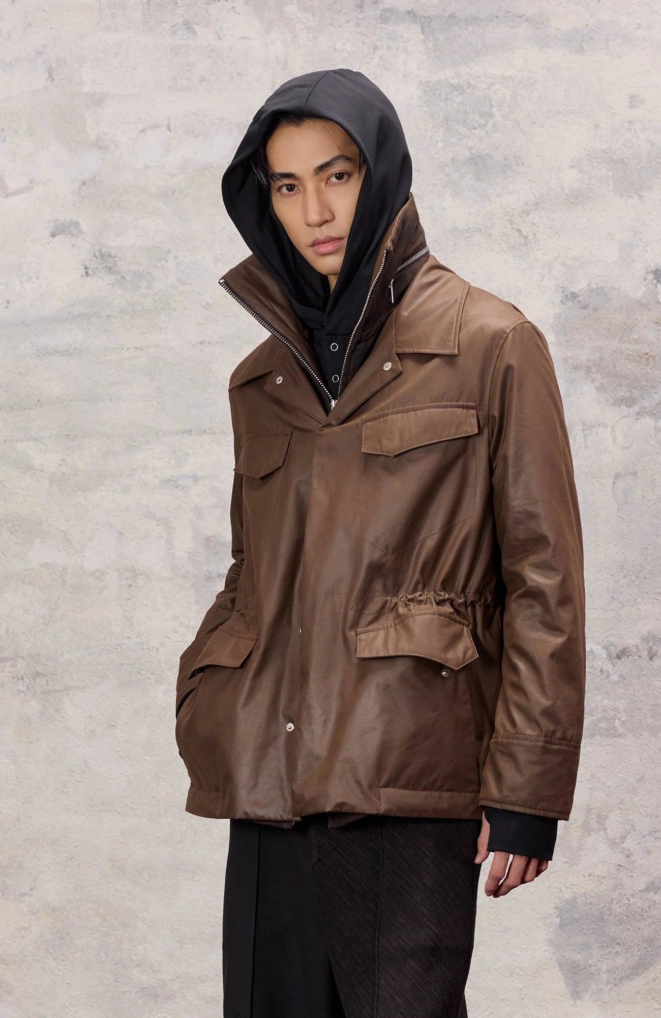 ALVNG AR ANTS Faux Layered Waist-Cinched Jacket