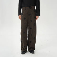 ORAL UTOPIA Embellished Sequin Embroidery Curved Pants