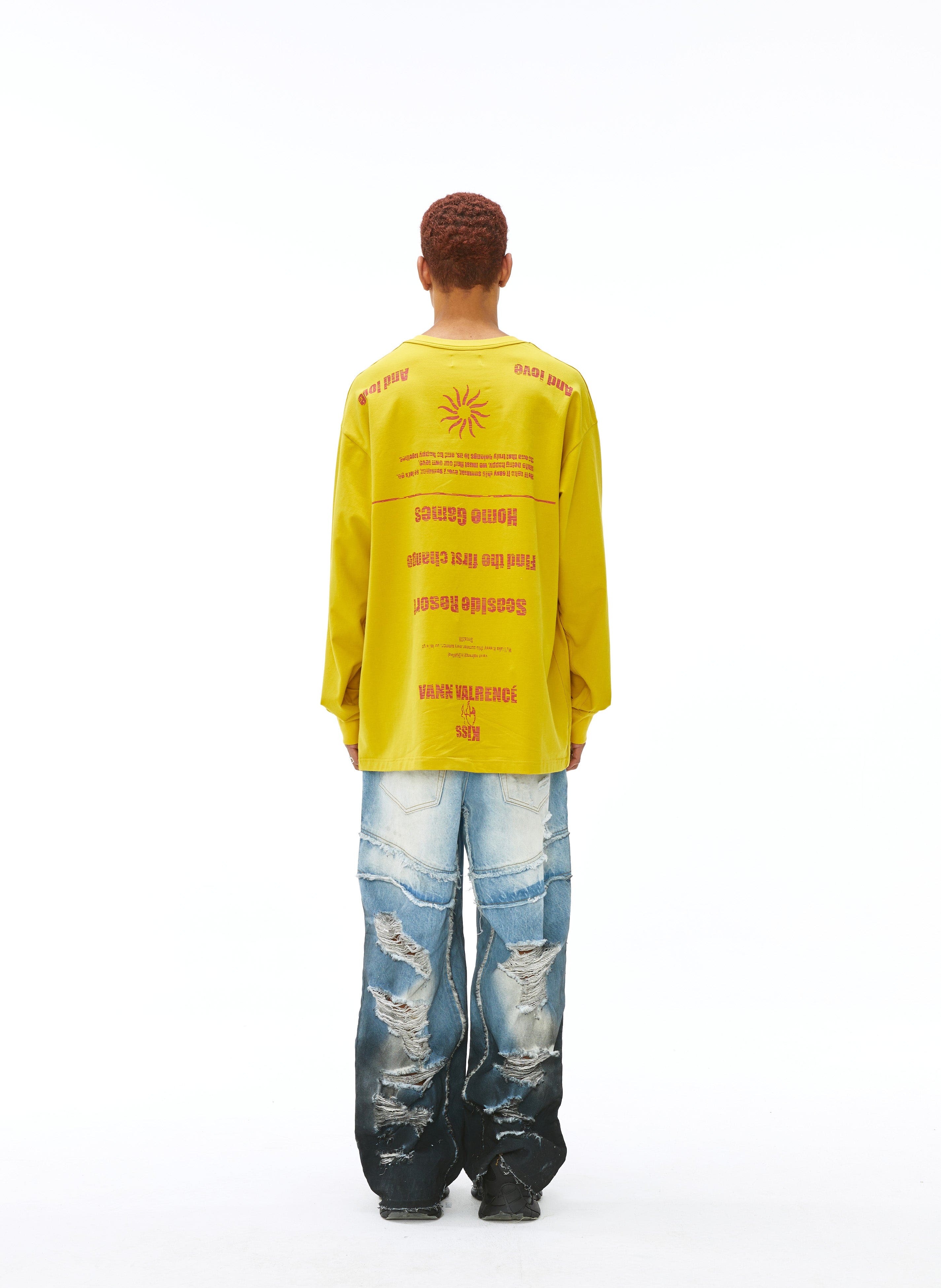 VANN VALRENCE Distressed Gradient Wash Structural Ripped Jeans