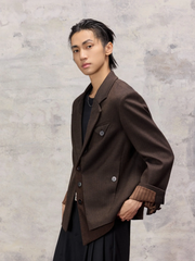 ALVNG AR ANTS Asym Herringbone Wool-Blend Blazer