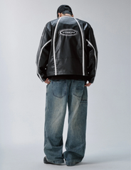 F2CE Racing Patch Contrast Panel PU Moto Jacket