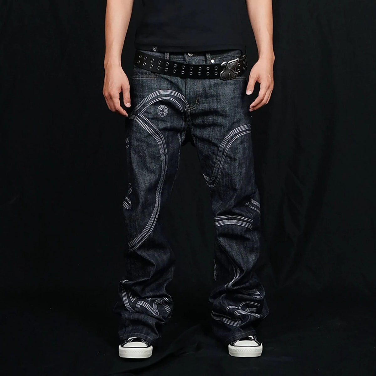 VINKID Embroidered Dove Stitched Selvedge Jeans