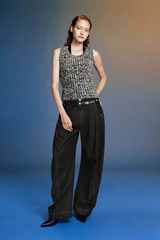 OPICLOTH Curved Panel Oversized Raw Jeans