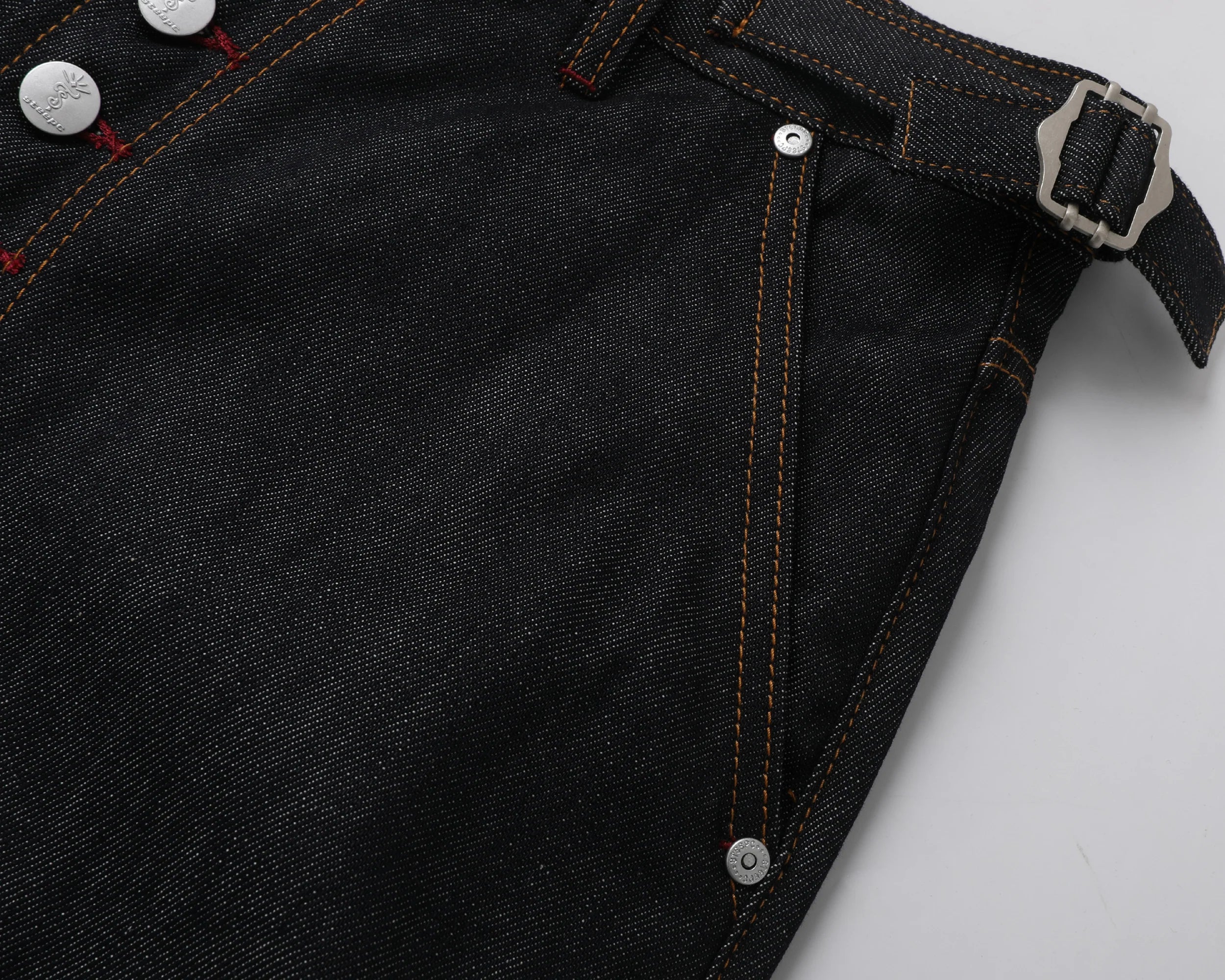 STEEPC Inverted Panel Snap-Fly Raw Jeans