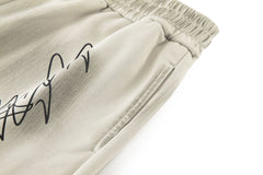 BONELESS Graffiti Distressed Washed Raw-Edge Shorts