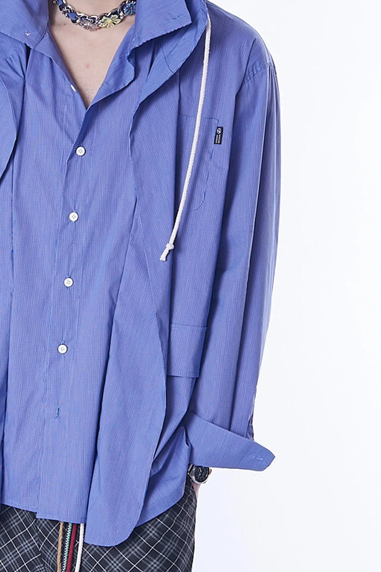 ASSEEN Deconstructed Layered Placket Oversized Hood Shirt