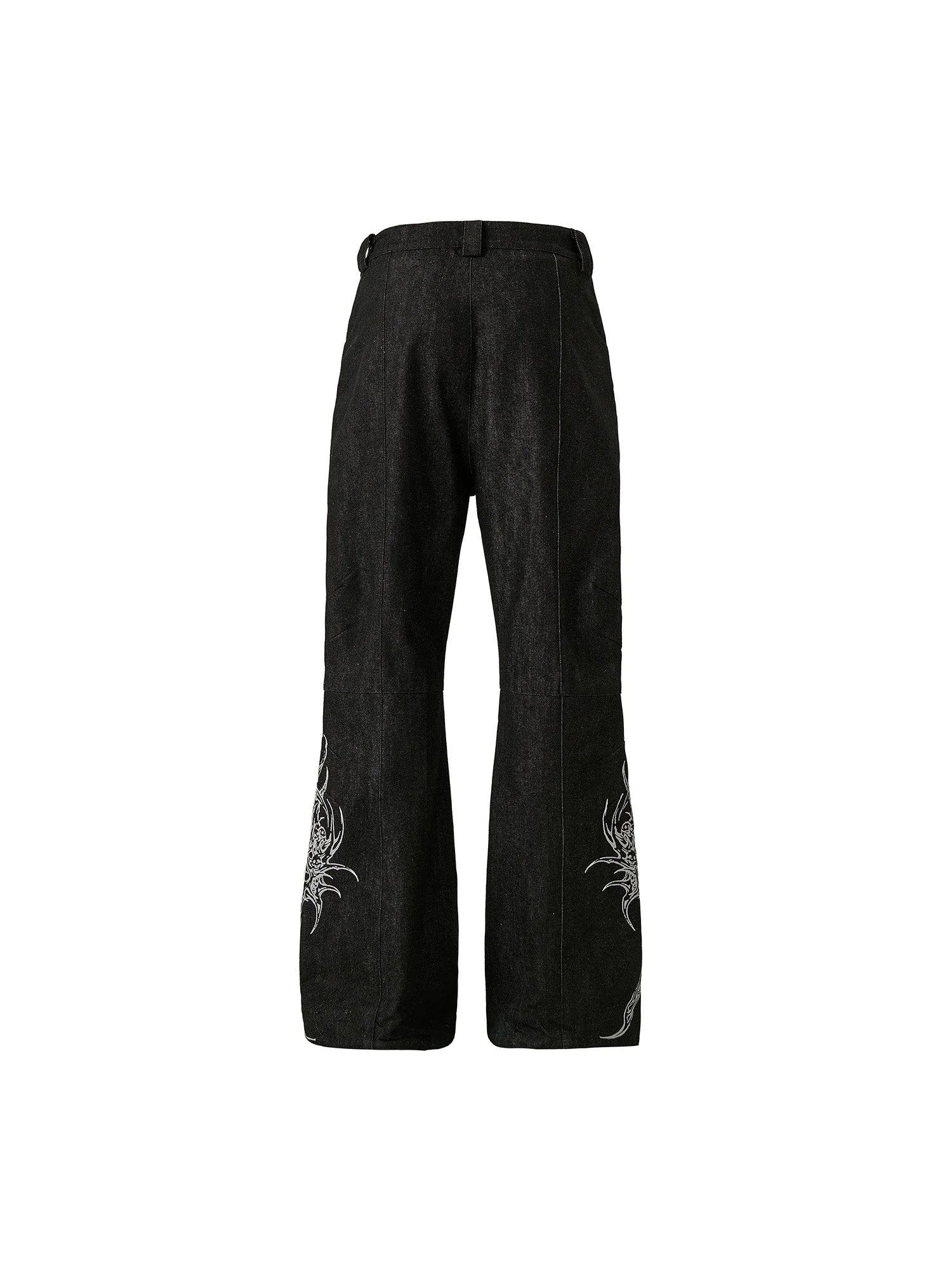 FLYERRER Abstract Graphic Flared Raw Jeans