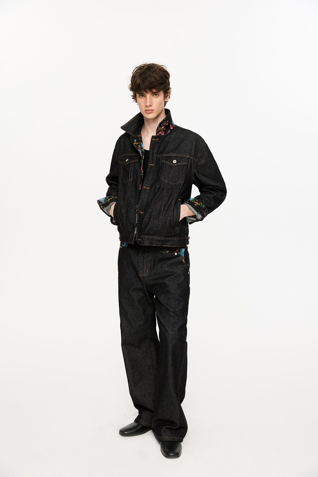 KREATE Floral Lined Stitched Jeans