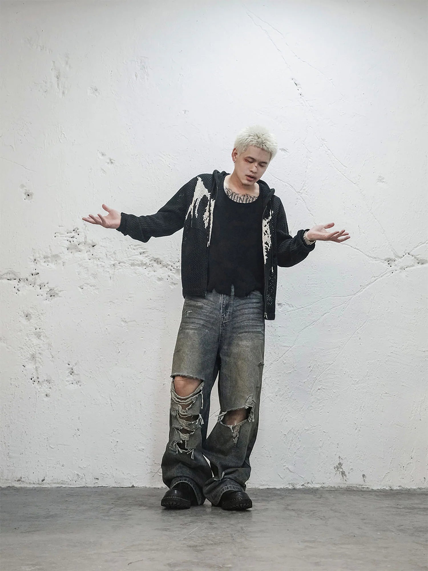 UNDERWATER Hellbound Wing Hooded Zip-Up Cardigan