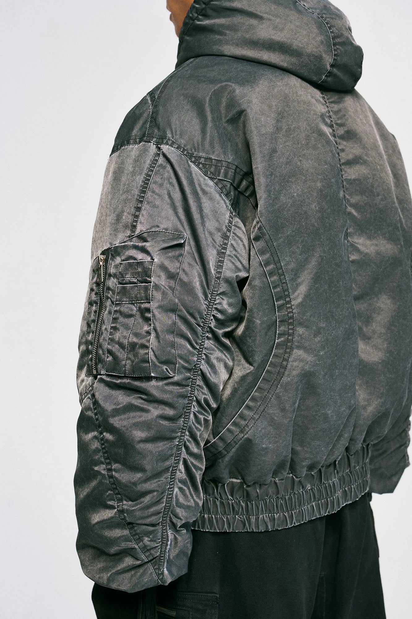 CATSSTAC Washed Nylon Bomber Puffer Jacket