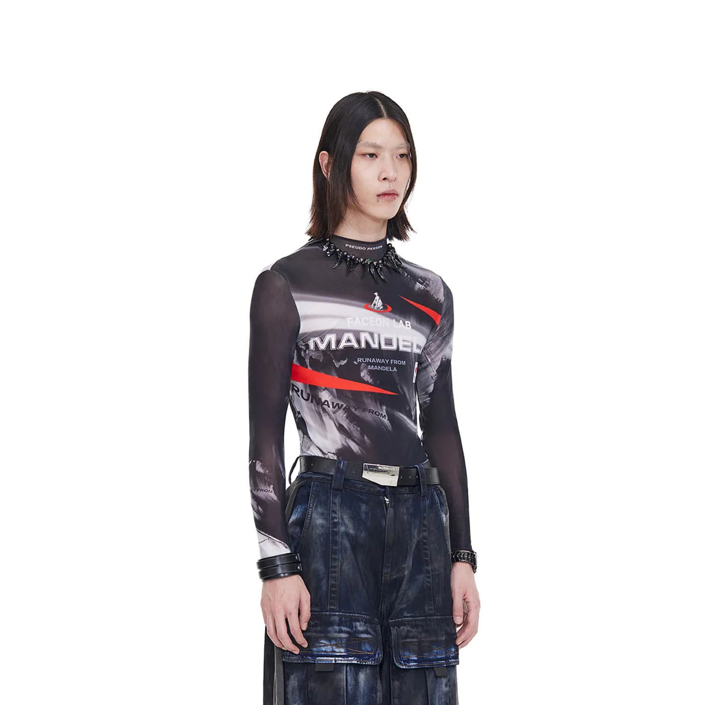 FACEONLAB Mandela Full Print Slim-Fit L/S T-Shirt