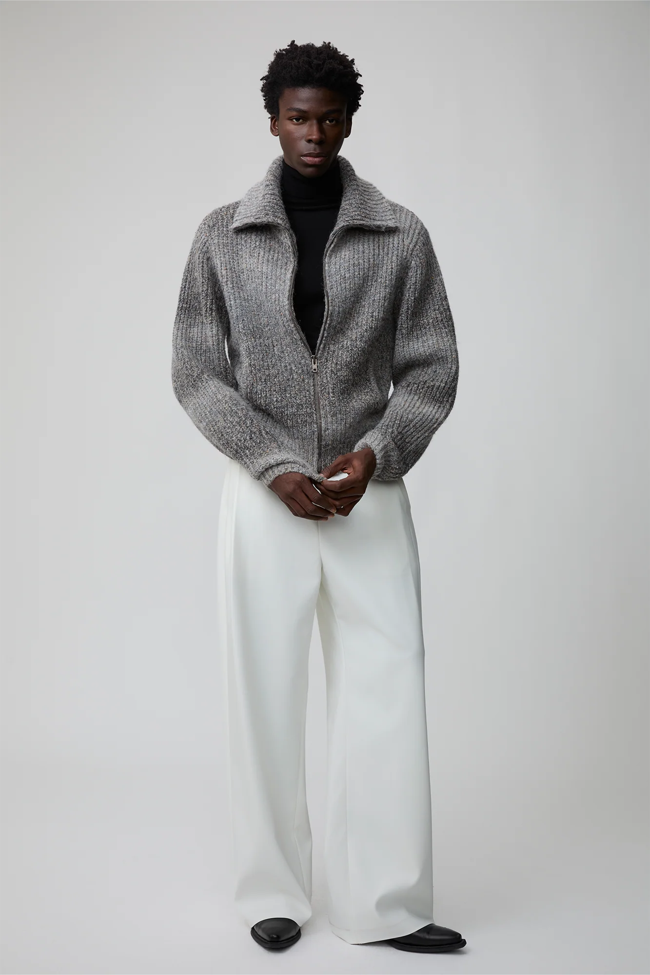 OPICLOTH Gradient Oversized Knit Zip-Up Cardigan