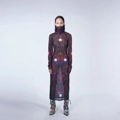 EMBRYO Abstract Mesh Logo Full-print One Piece Dress