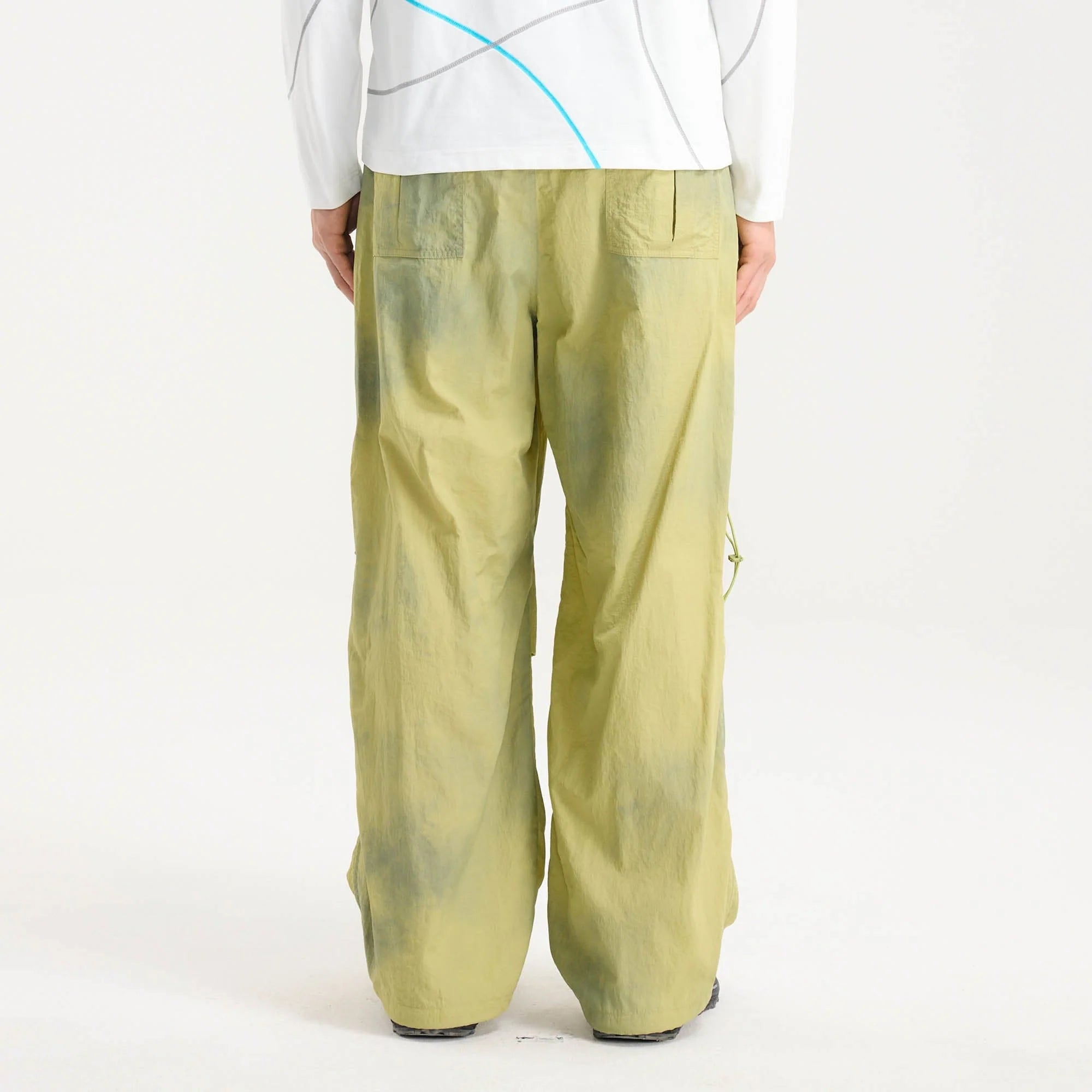 BONELESS Tie-Dye Crinkled Parachute Pants