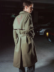 RICHILL Contrast Embroidered Trench Coat