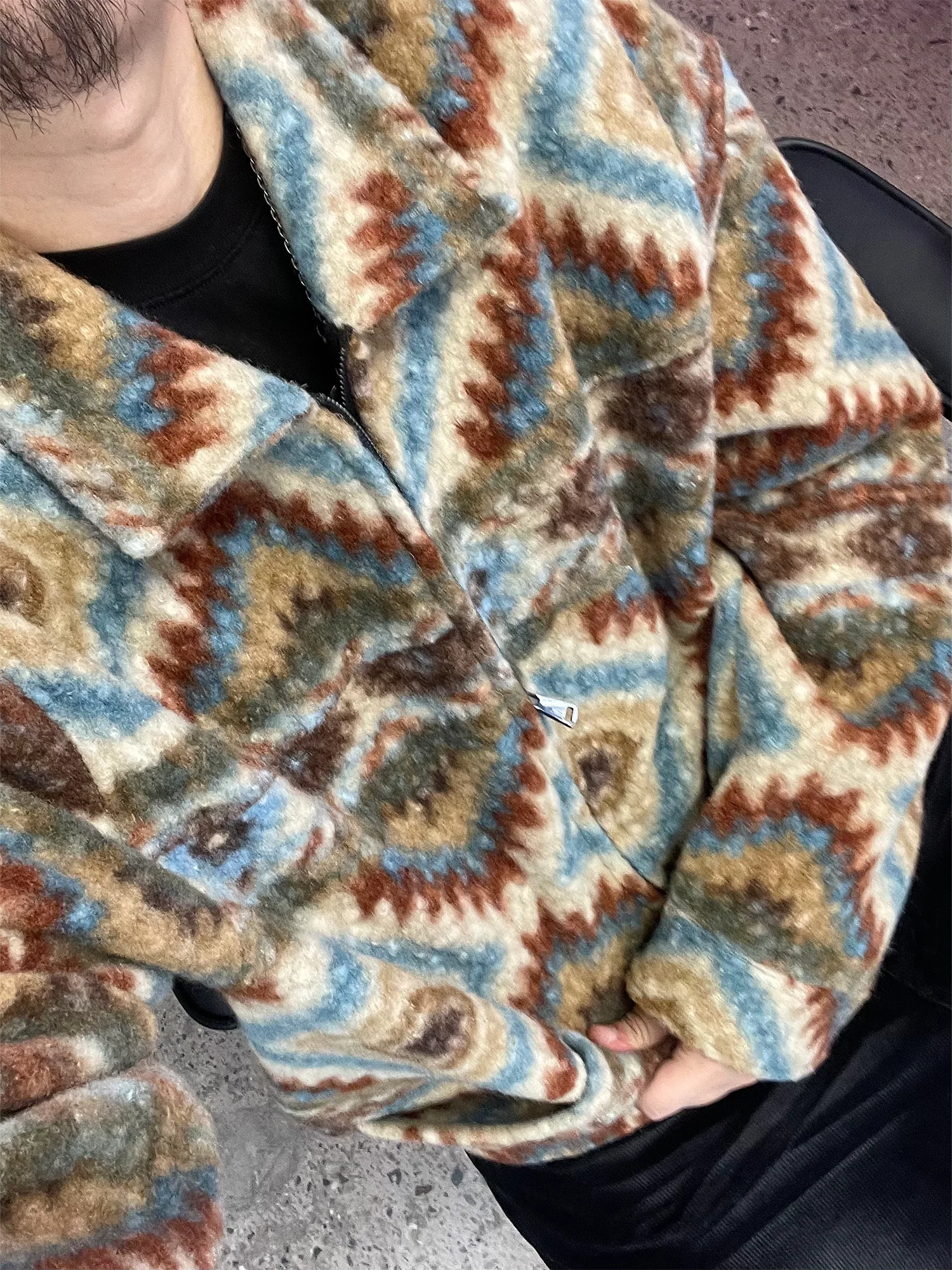 ME DA IGUAL Retro Tribal Jacquard Fleece Jacket