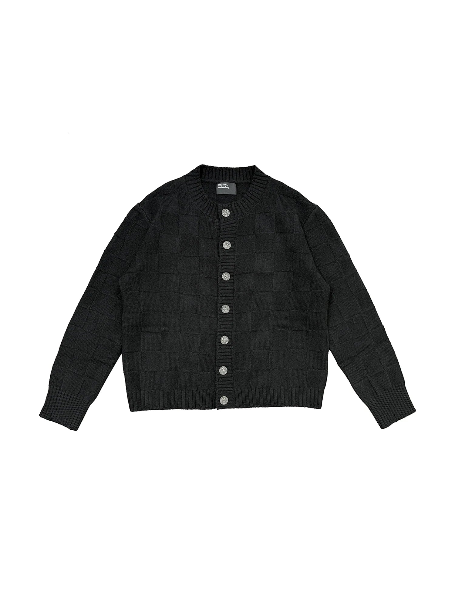 RICHILL Classic Grid Crewneck Cardigan