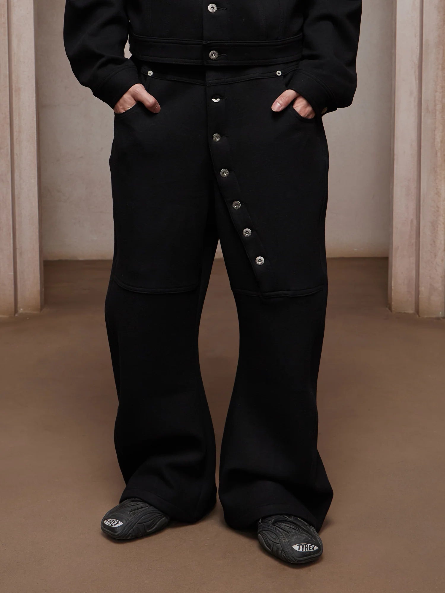 DND4DES Asym Buttoned Wool-Blend Oversized Pants