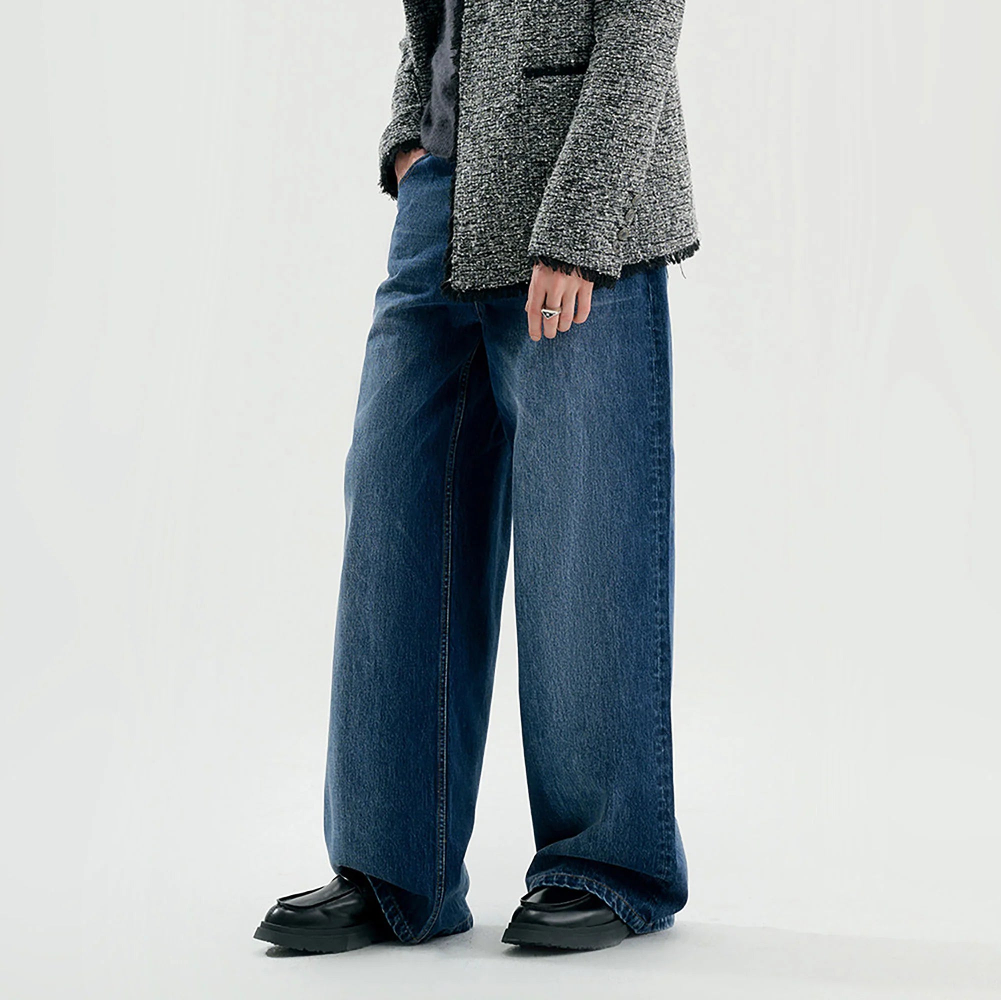 TIWILLTANG Retro Button-Up Straight-Leg Jeans