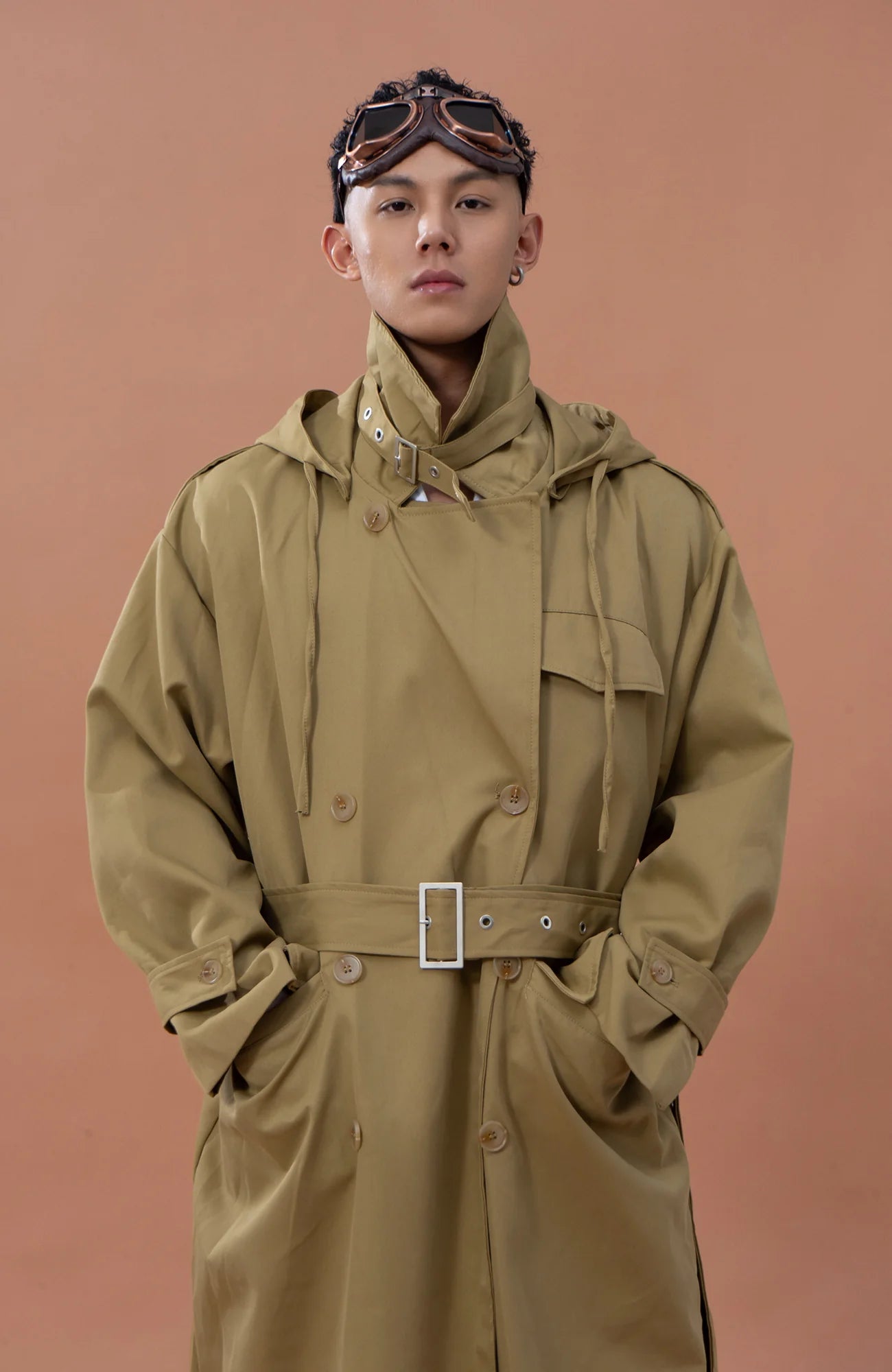 CLP Utility Belted Hooded Trench Coat