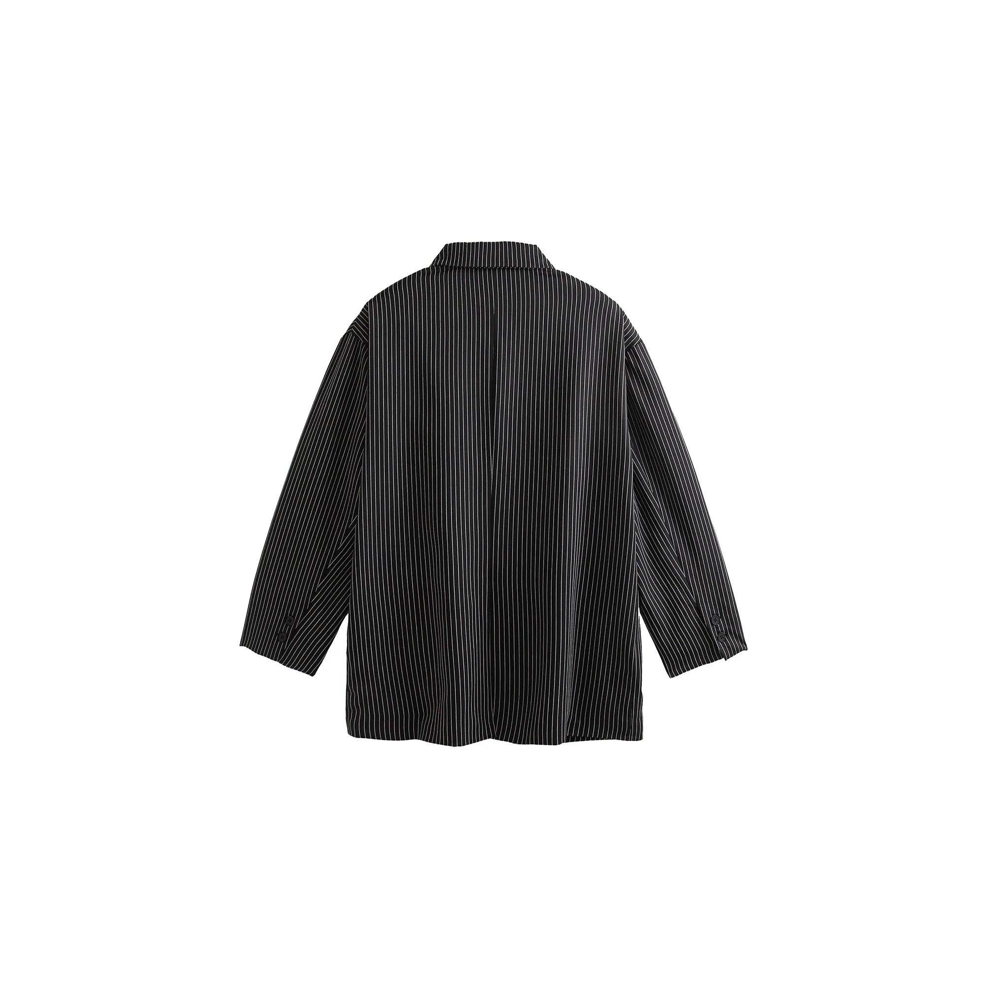 ME DA IGUAL Stripe Notched Lapel Oversized Blazer