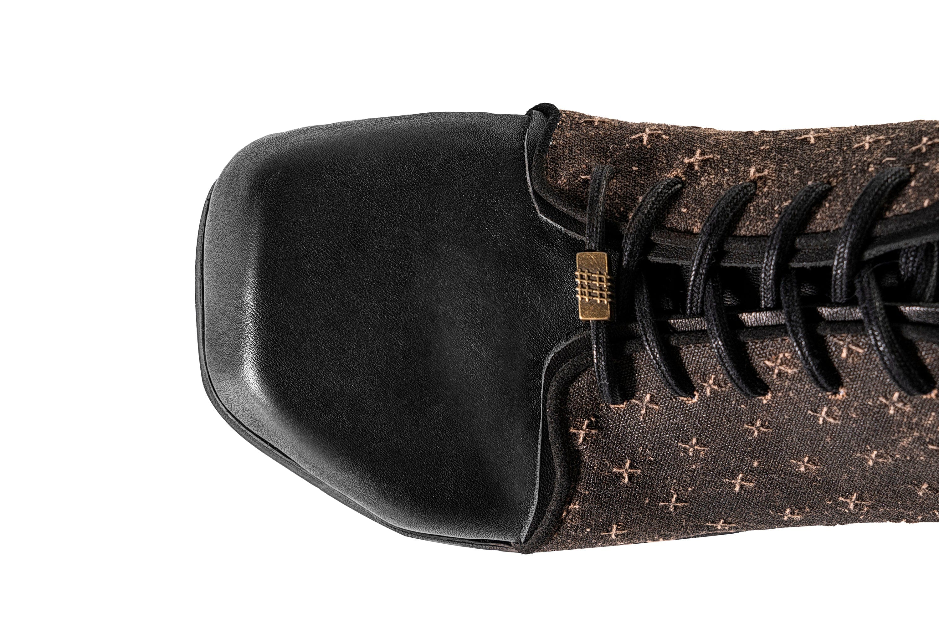 REWRITE Silk Panel Square-Toe Derby Shoes