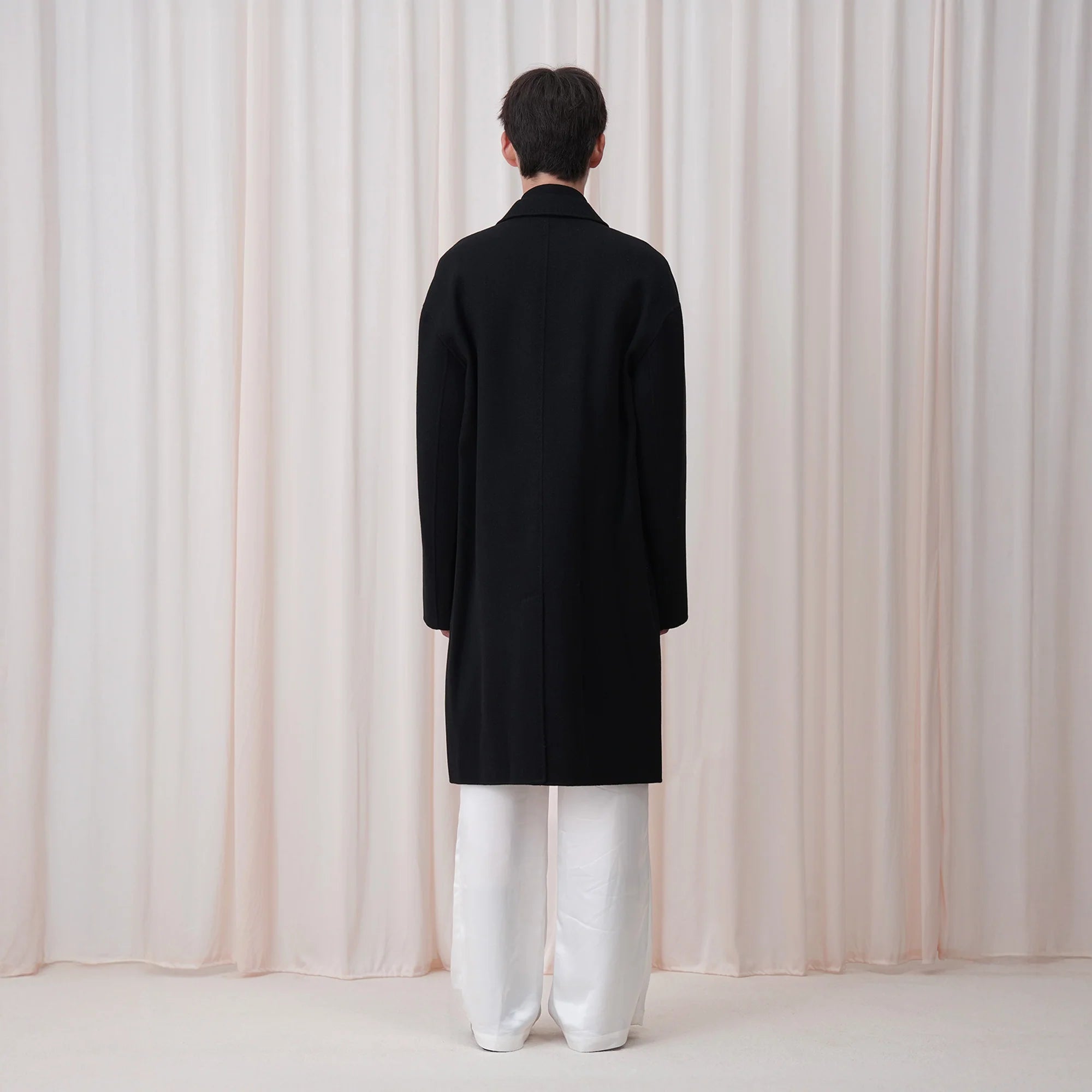 OUYANG WENJUN Minimal Wool Oversized Coat Black