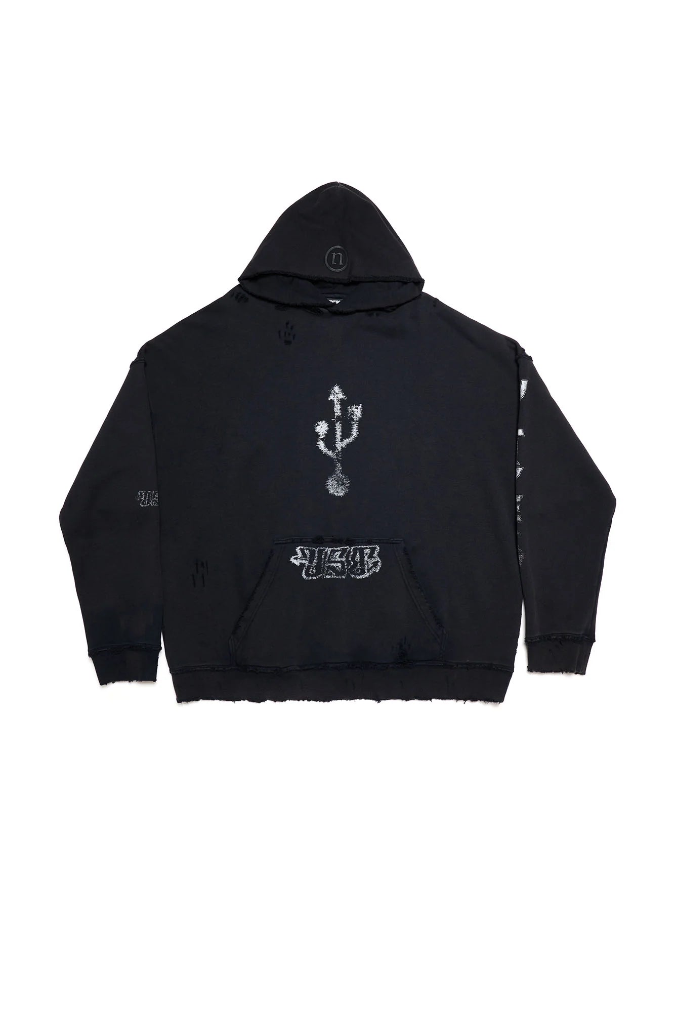 ULIPERY Distressed USB Graphic Hoodie