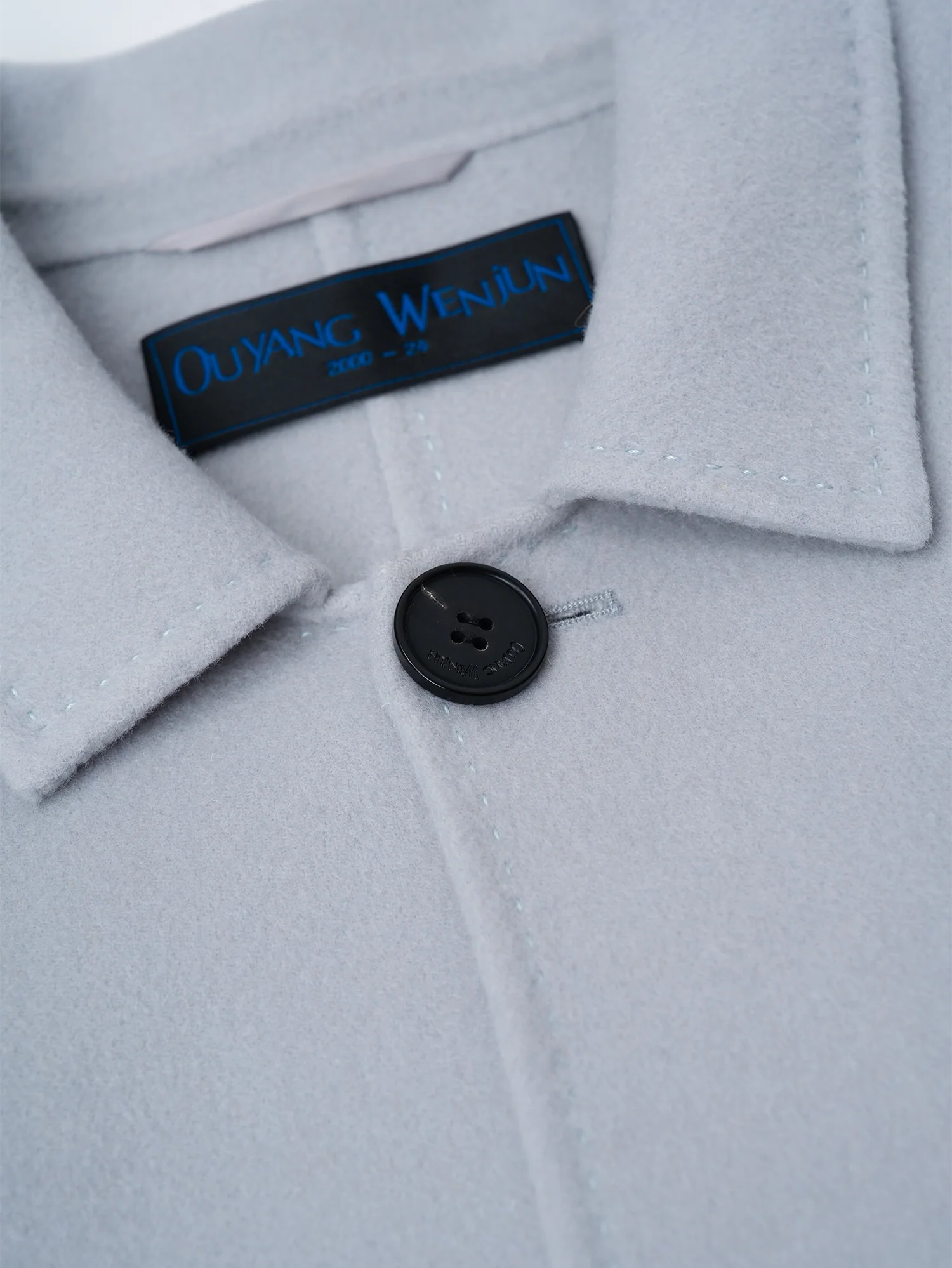 OUYANG WENJUN Minimal Wool Oversized Coat Light Gray