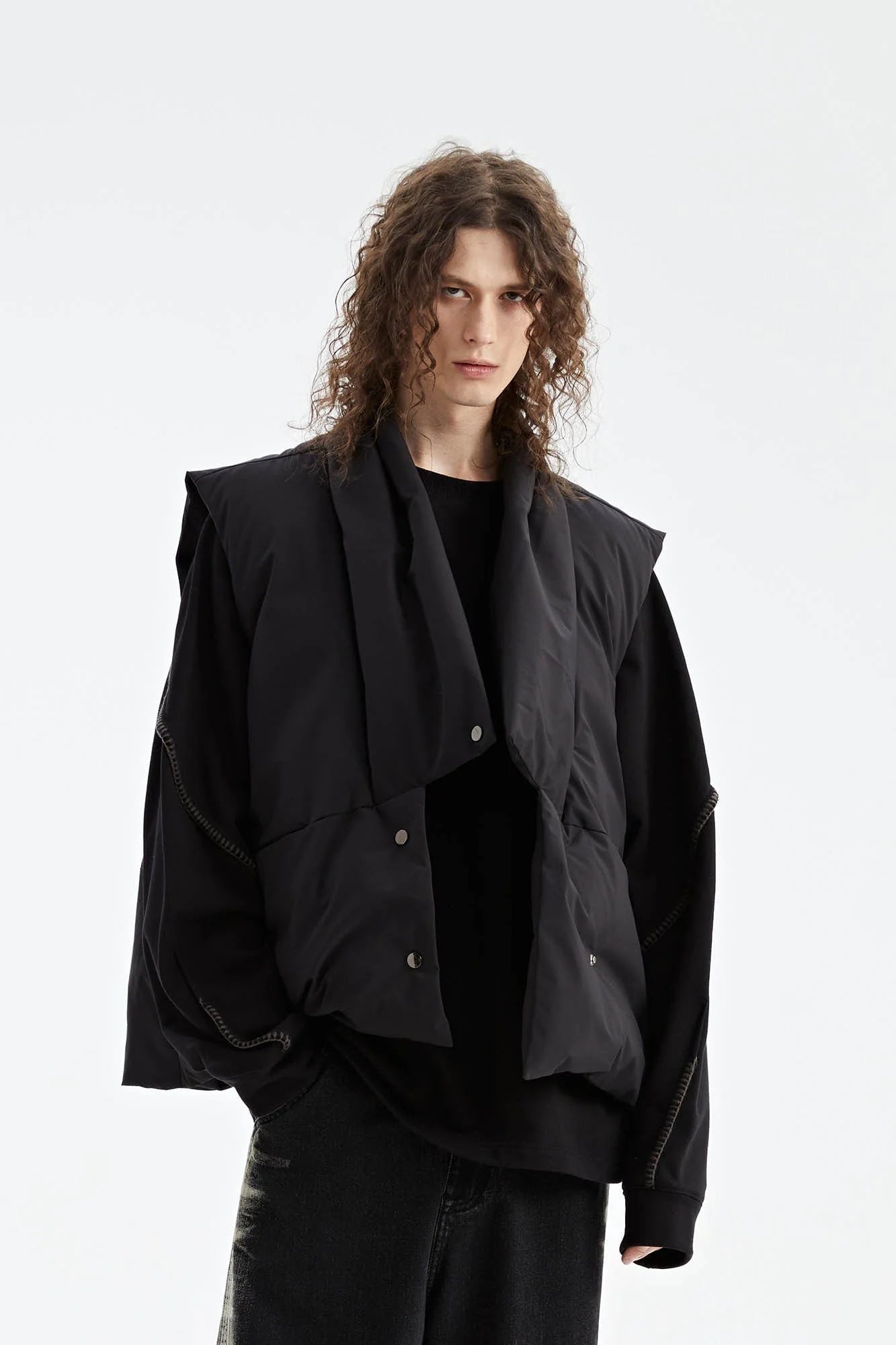 ORGANIC EMOTION Deconstructed Scarf Collar Down Vest