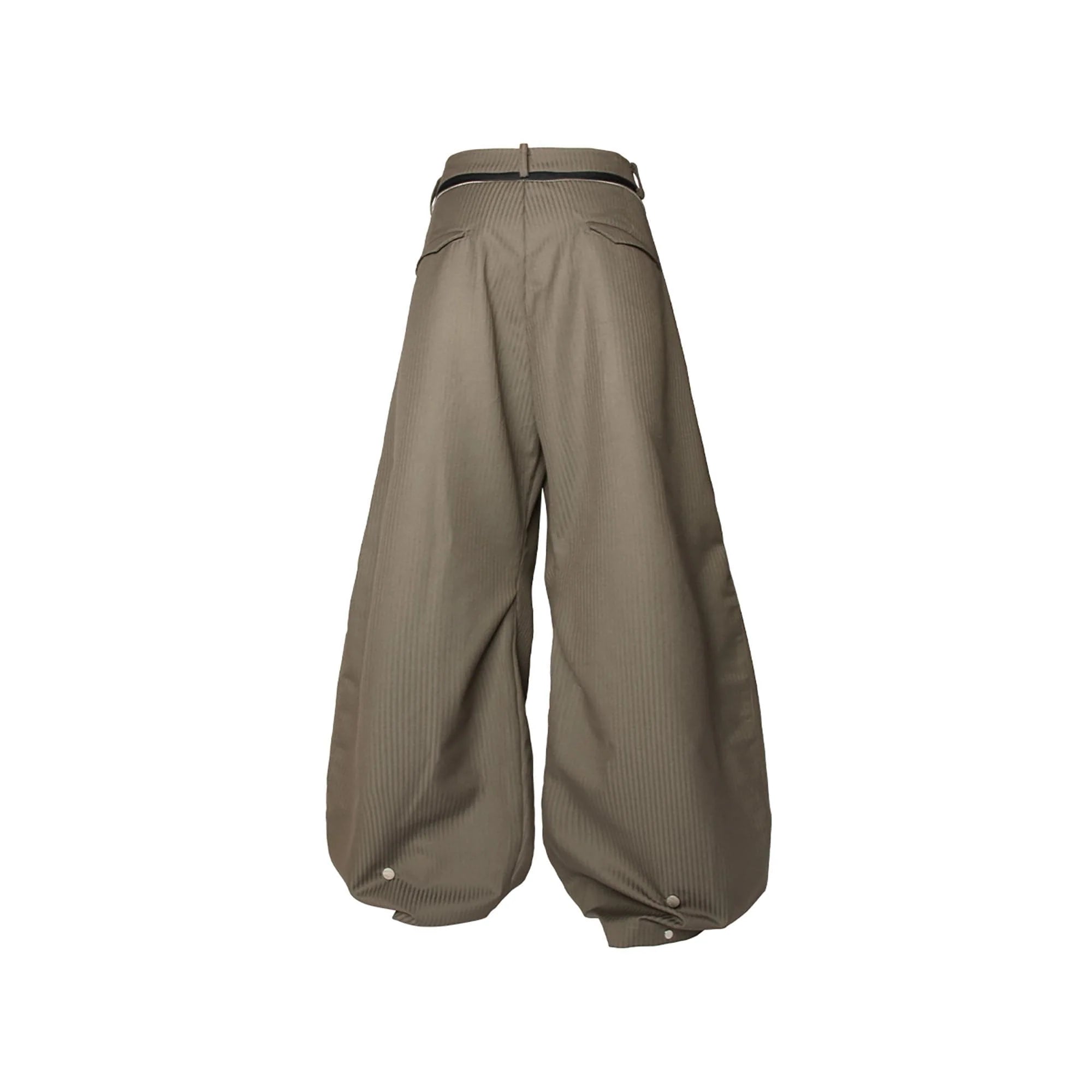 RELABEL Pinstriped Detachable-Scarf Oversized Pants Brown