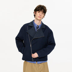 KREATE Houndstooth Wool-Blend Moto Jacket