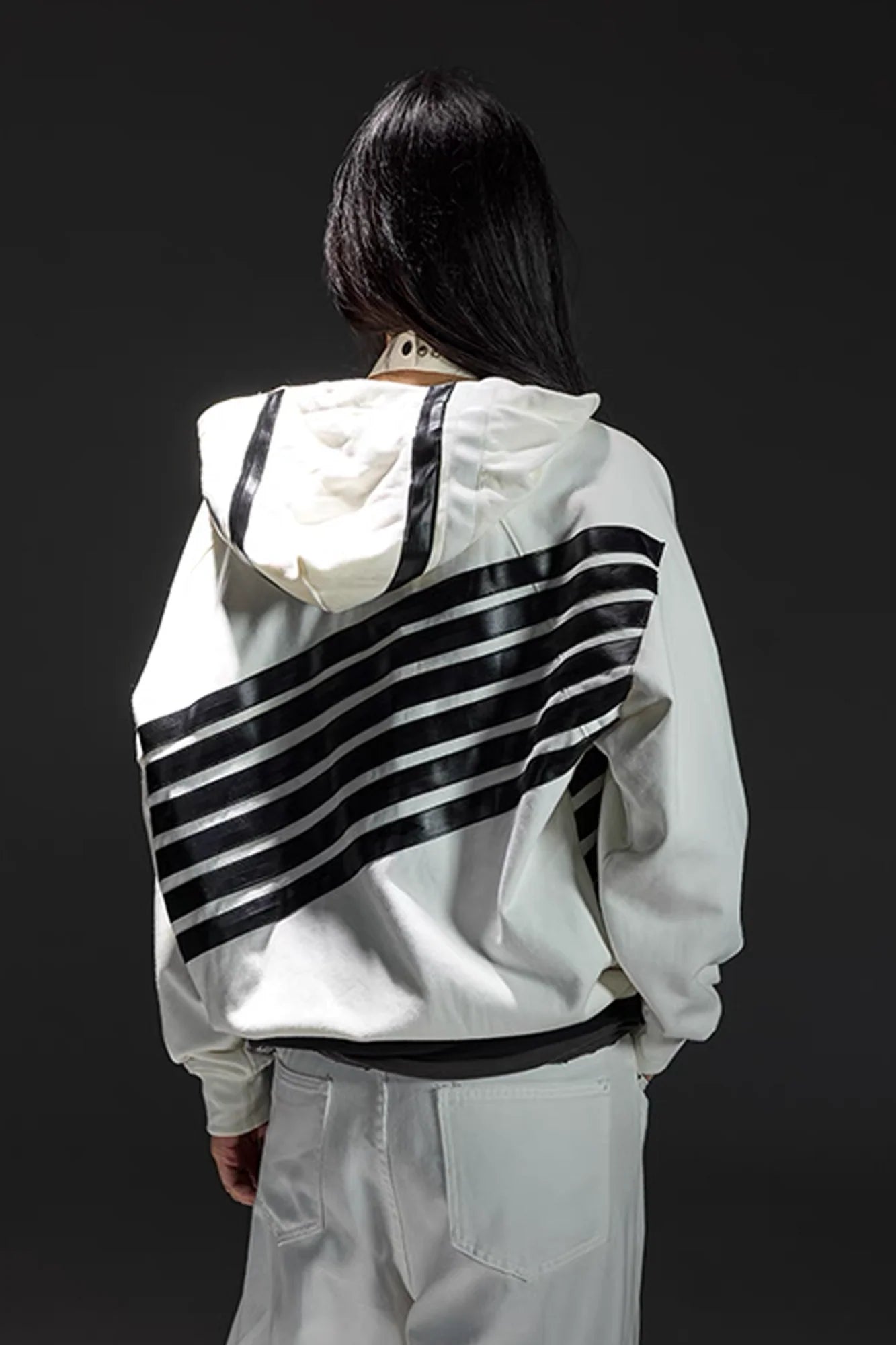 NOTHINGNESS WORLD Four-Stripe Zip-Up Hoodie