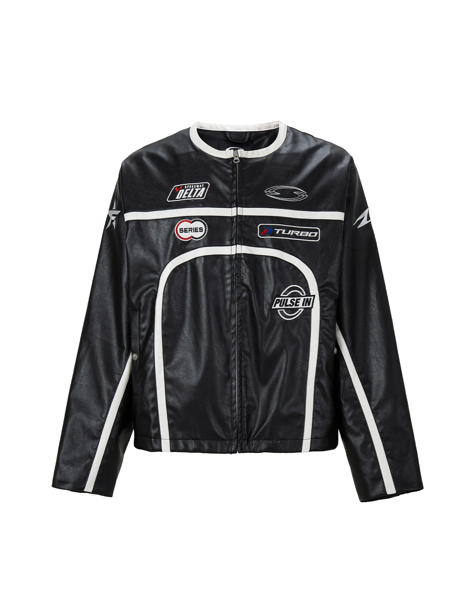 F2CE Racing Patch Contrast Panel PU Moto Jacket