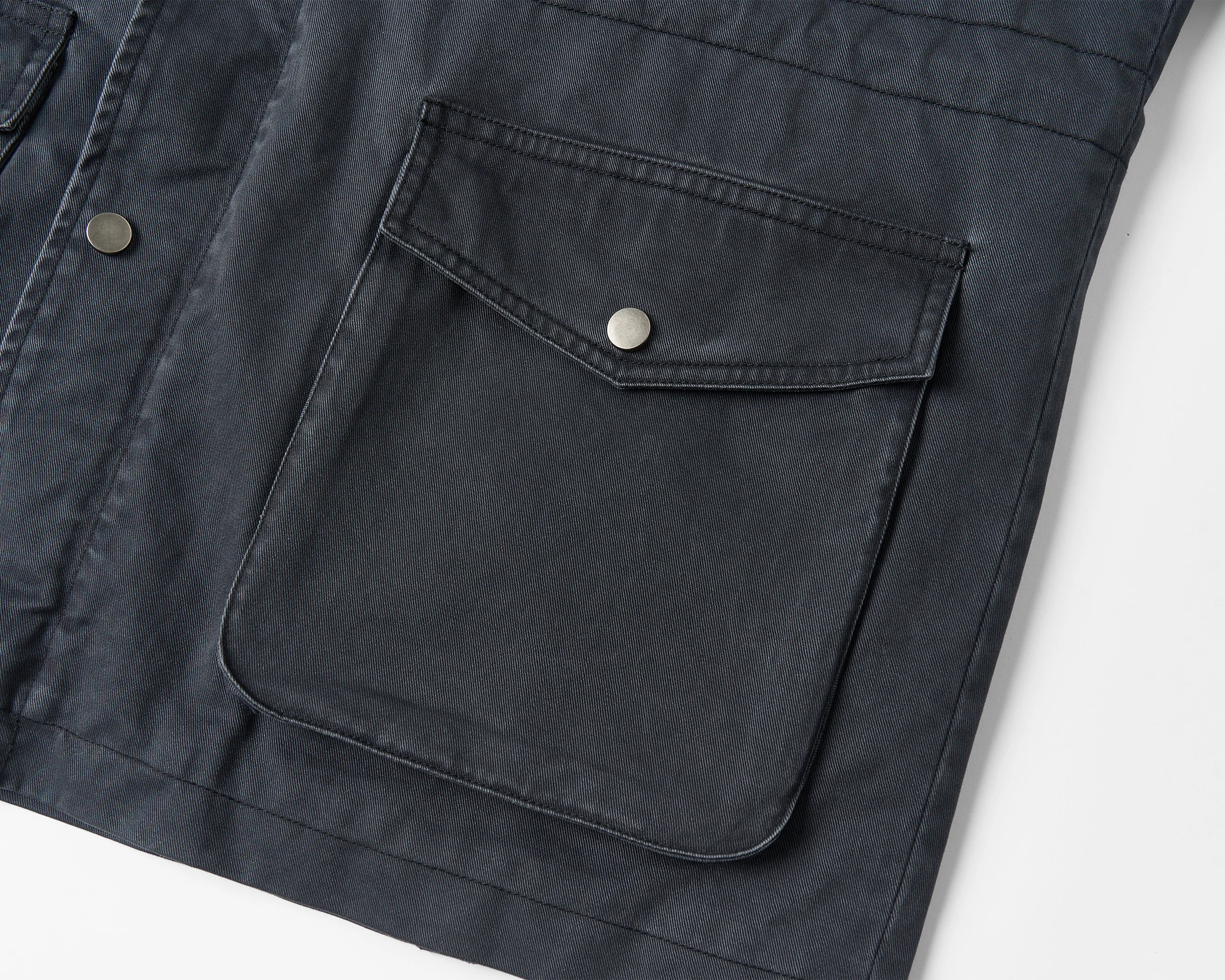 SAVAGEGROWTHWORLD Washed Canvas Multi-Pocket Utility Jacket
