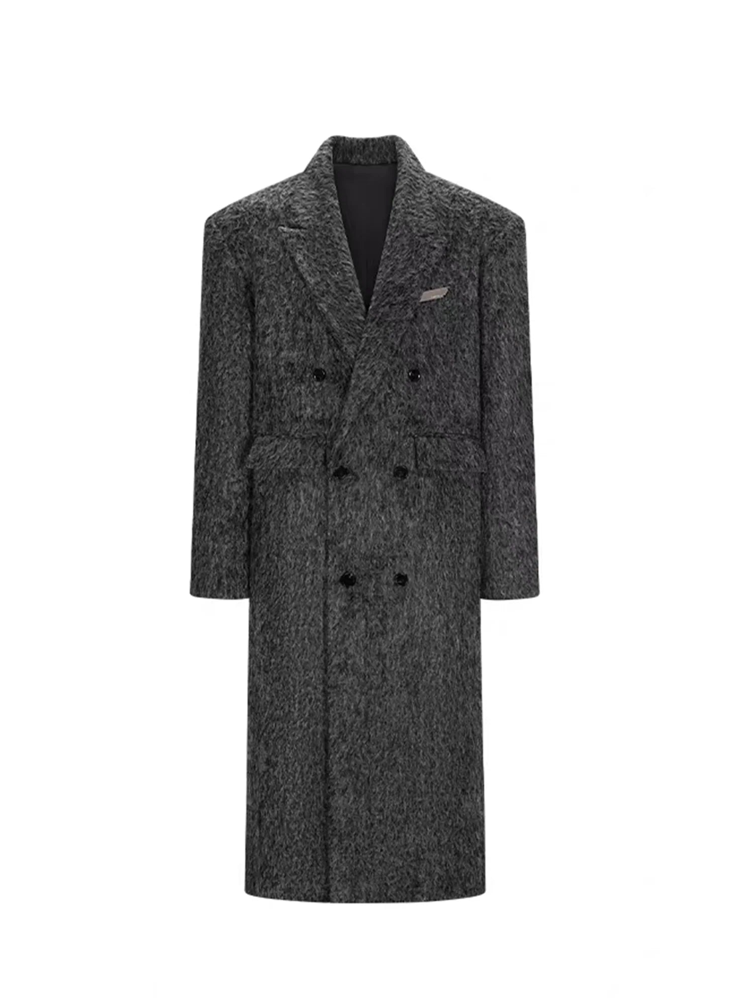 TIWILLTANG Fuzzy Double-Breasted Oversized Long Coat