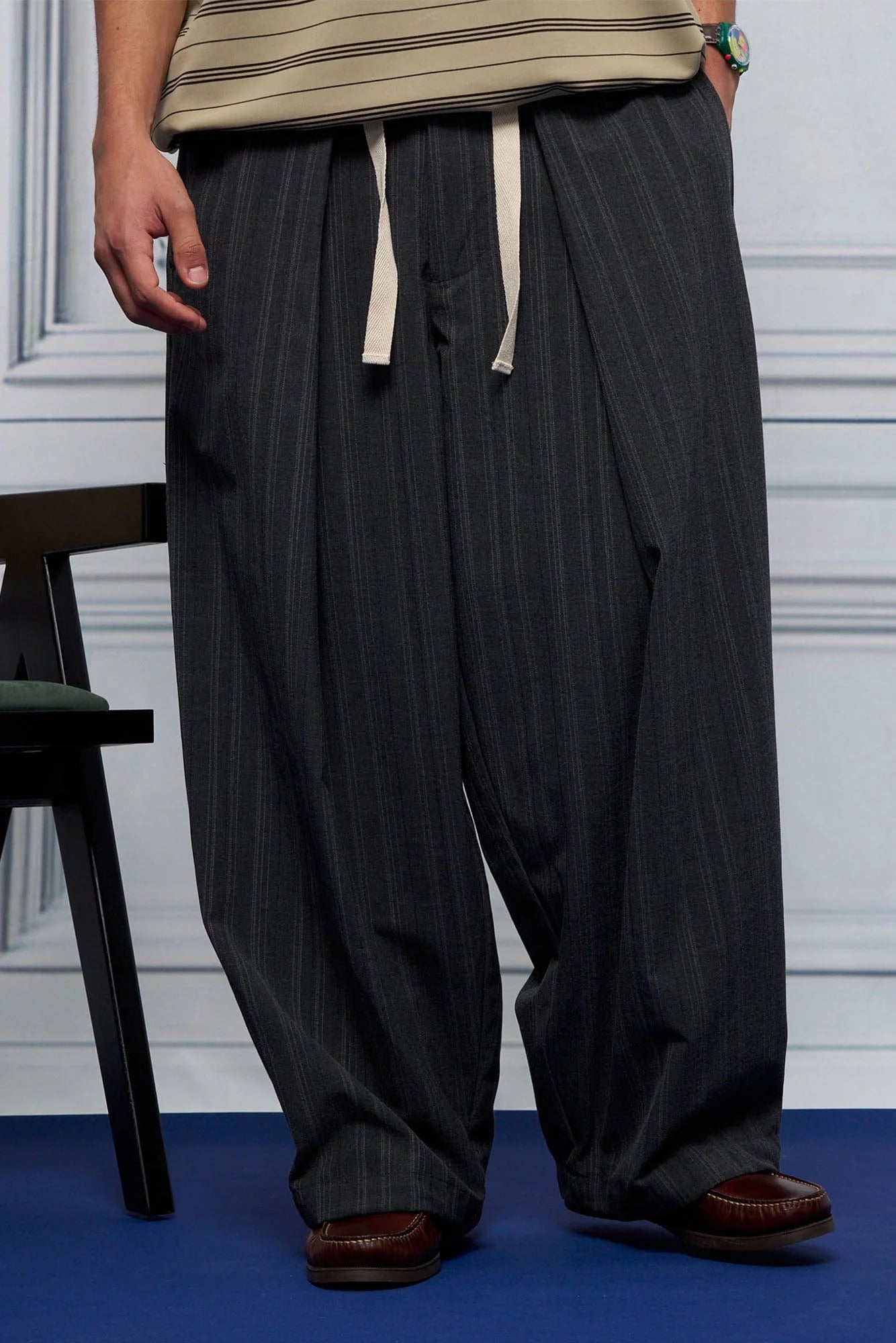 UNLIMITED MOTE Pleated Drawstring Wide-Leg Pants