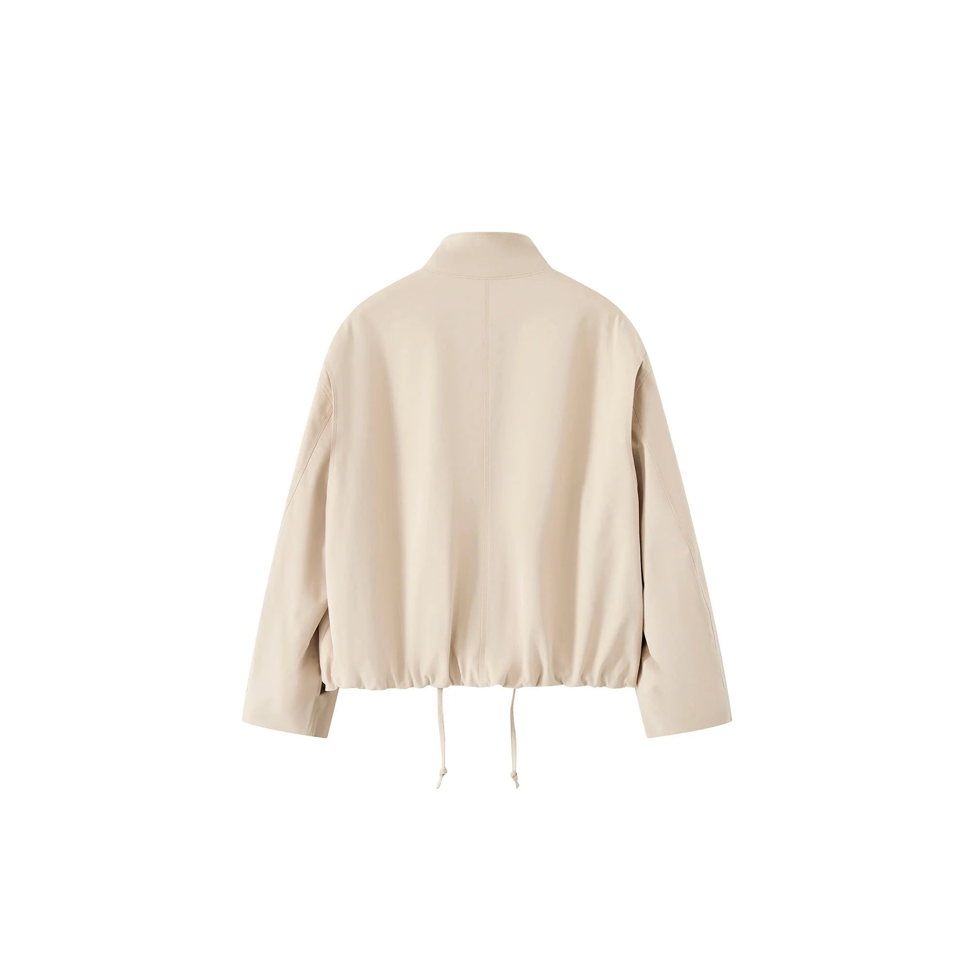 ORGANIC EMOTION Stand Collar PU Drawstring Jacket