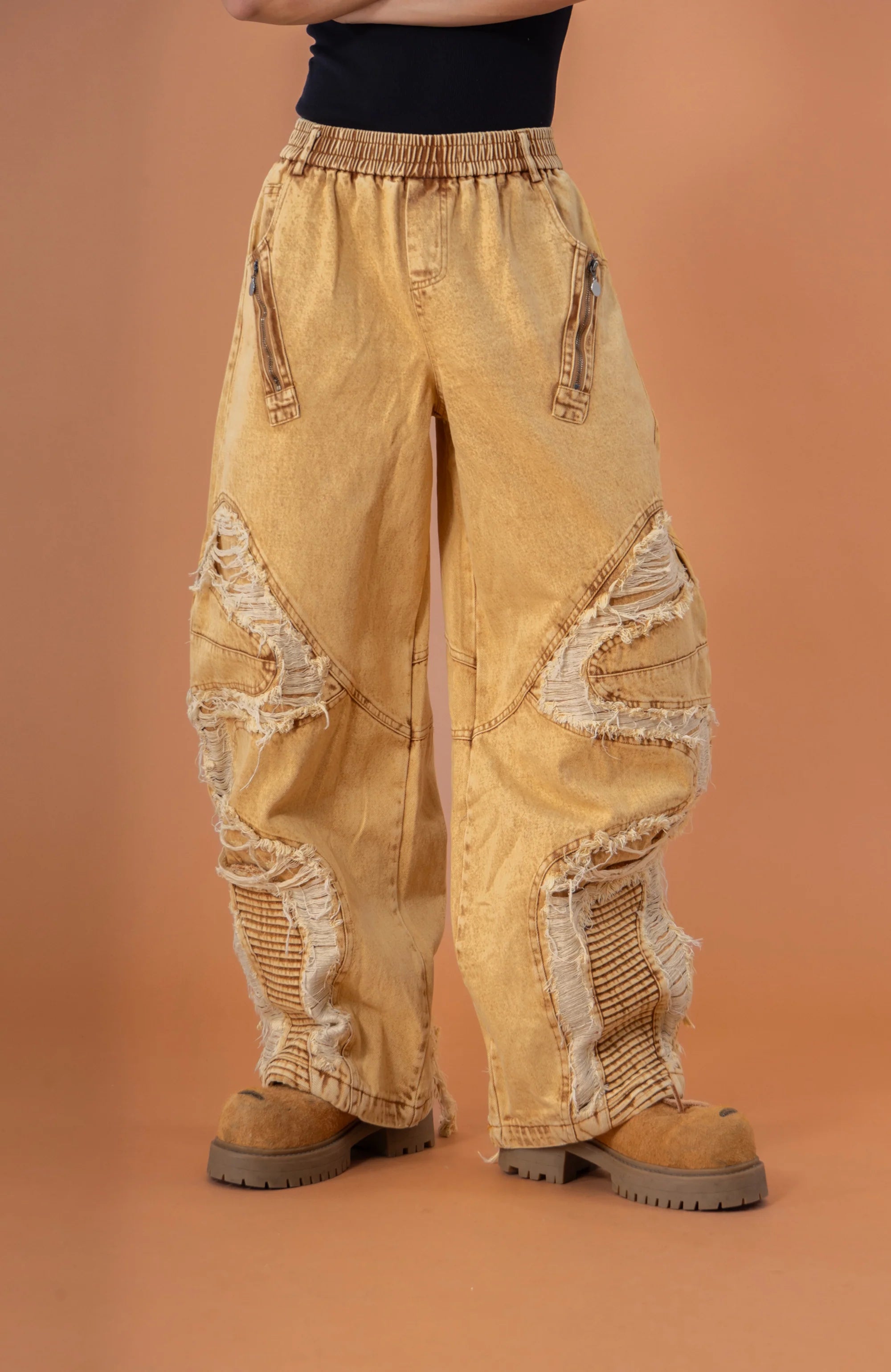 CLP Dirty Fit Ripped Elastic-Waist Jeans