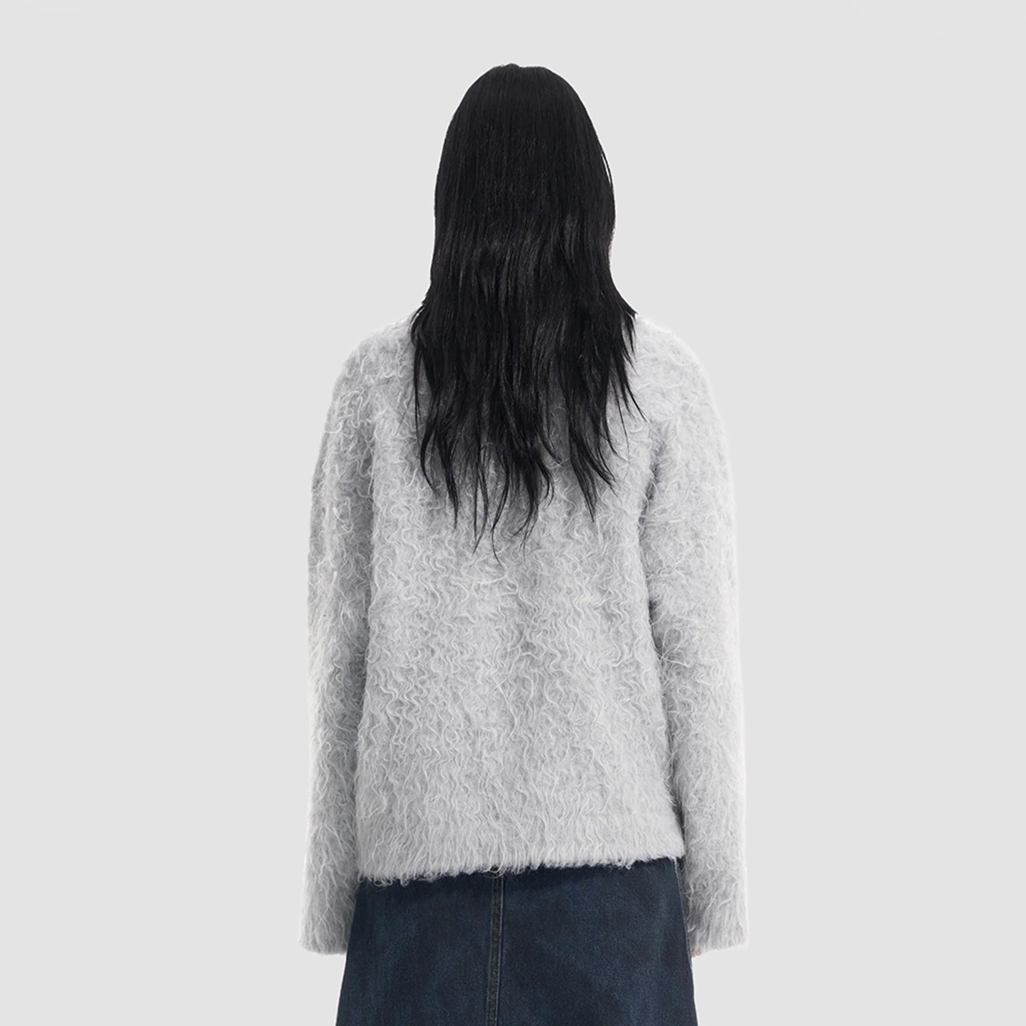 VANN VALRENCE Fuzzy Cat Intarsia Mohair Sweater
