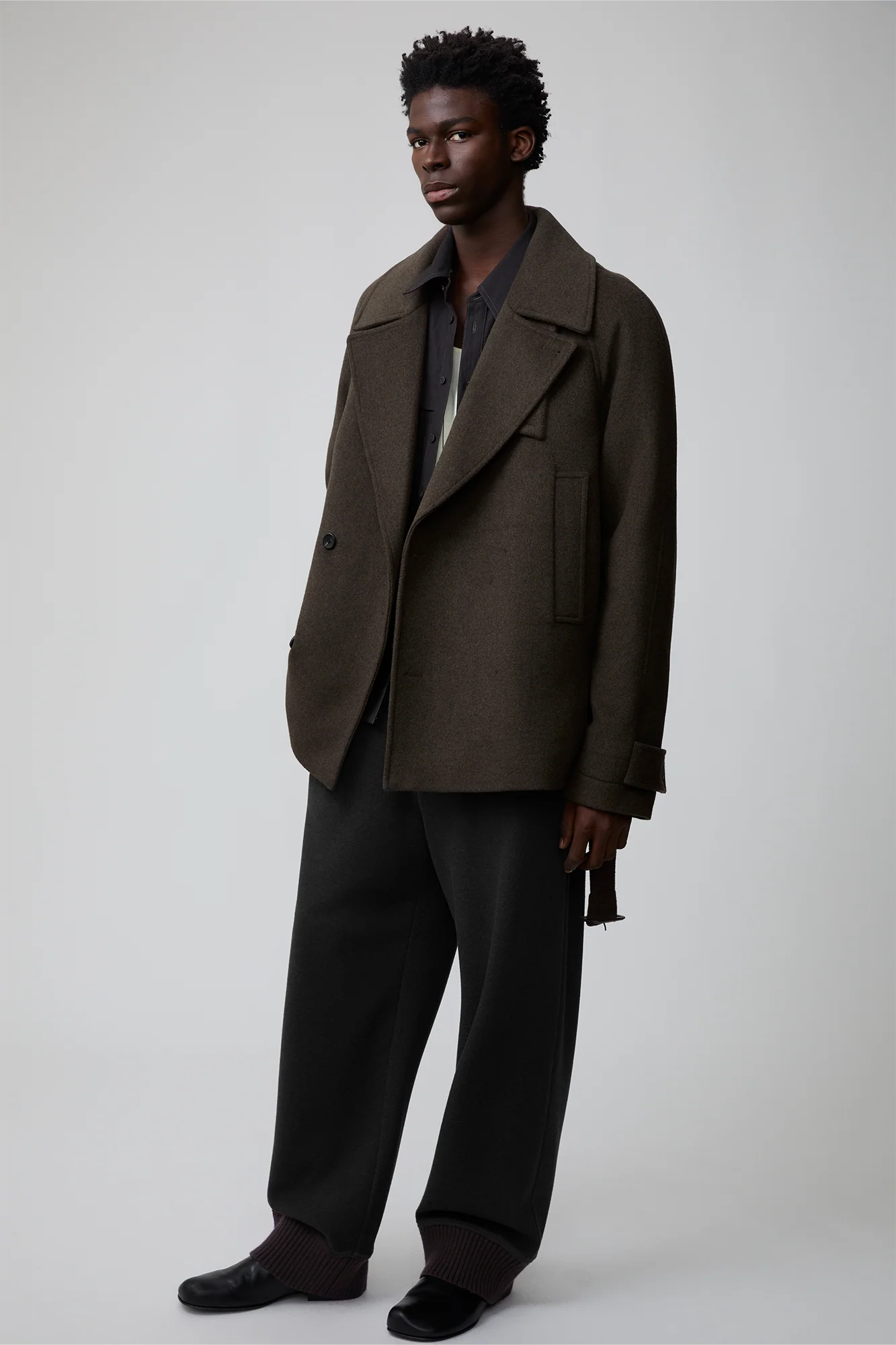 OPICLOTH Double-Breasted Belted Wool-Blend Coat