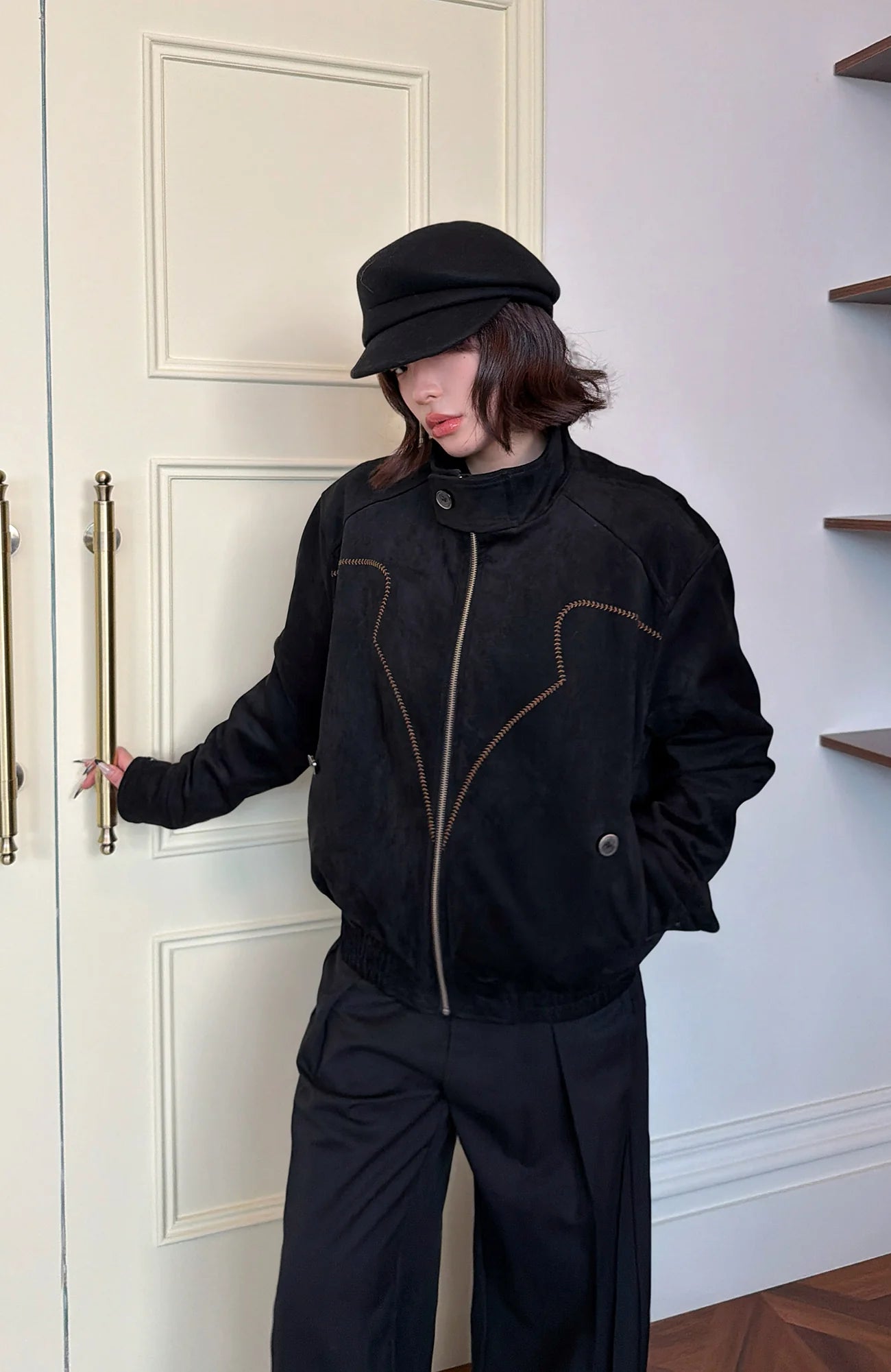 OKAYTHXBYE Wool-Padded Faux Suede Jacket