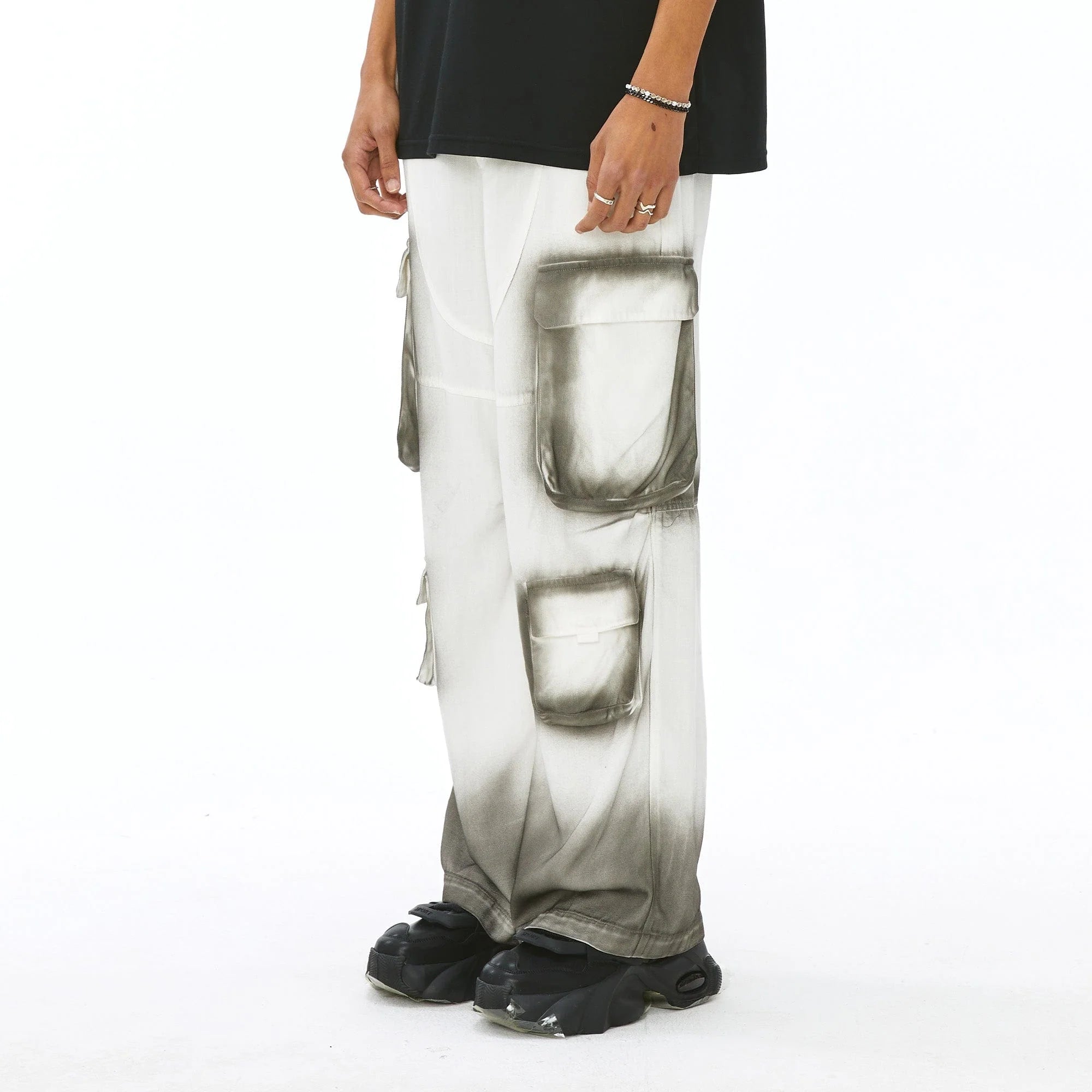 VANN VALRENCE Faded Spray-Dyed Multi-Pocket Cargo Pants